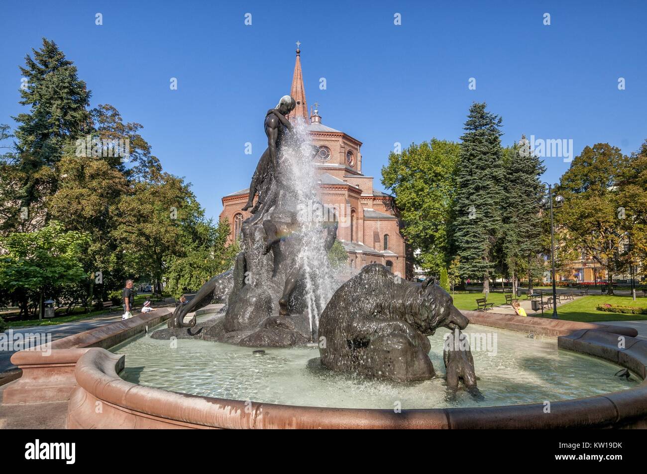 Sintflut Brunnen. Woiwodschaft Kujawien-Pommern Bydgoszcz, Polen. Stockfoto