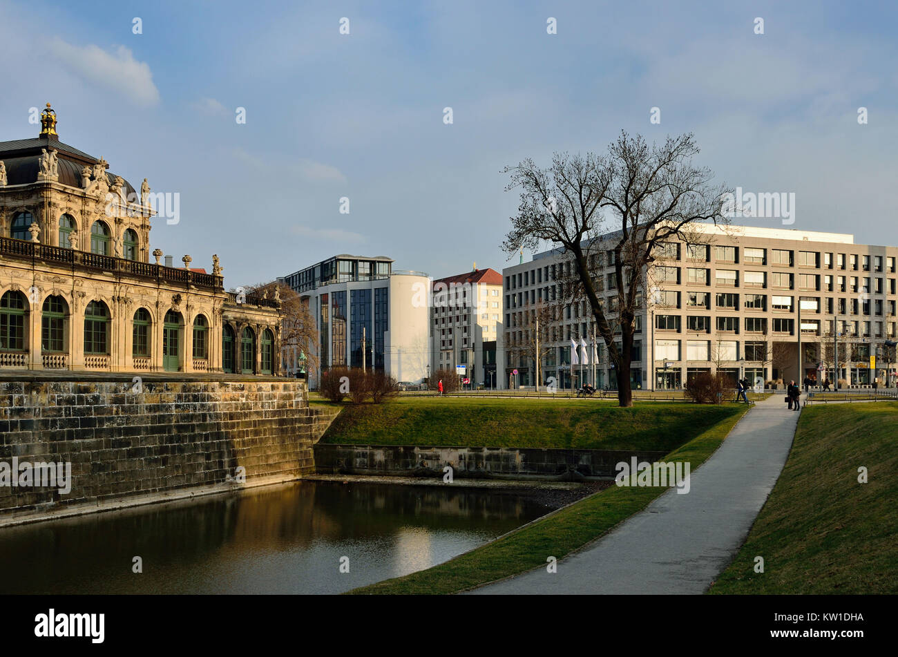 Dresden, Barock Und Neue Architektur bin Postplatz Stockfoto