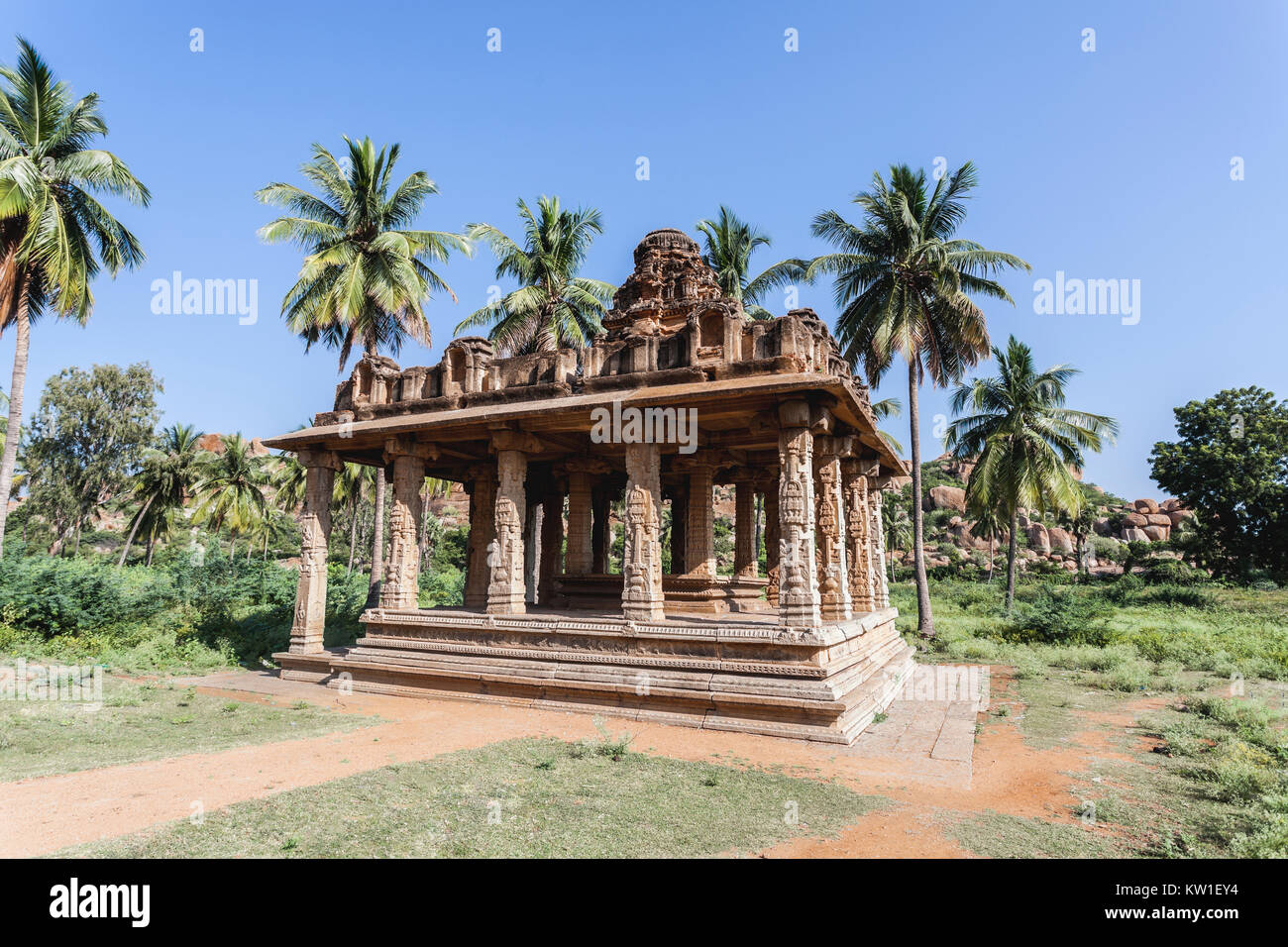 Indien, Karnataka, Hampi, Gejjala Mandapa Tempel Stockfoto