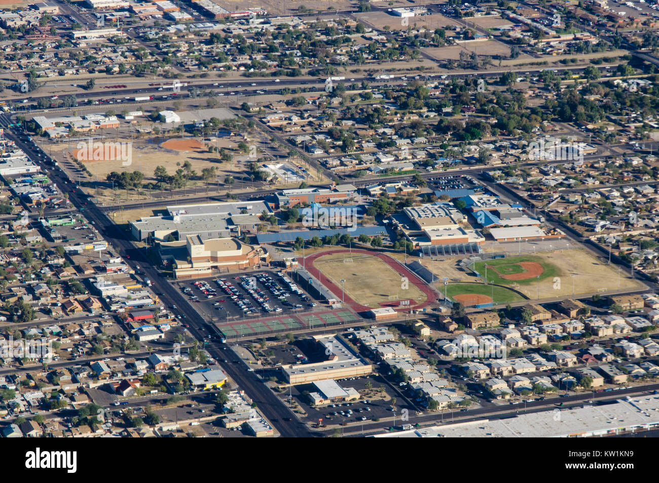 Luftbild von Carl Hayden Community High School in Phoenix, Arizona Stockfoto