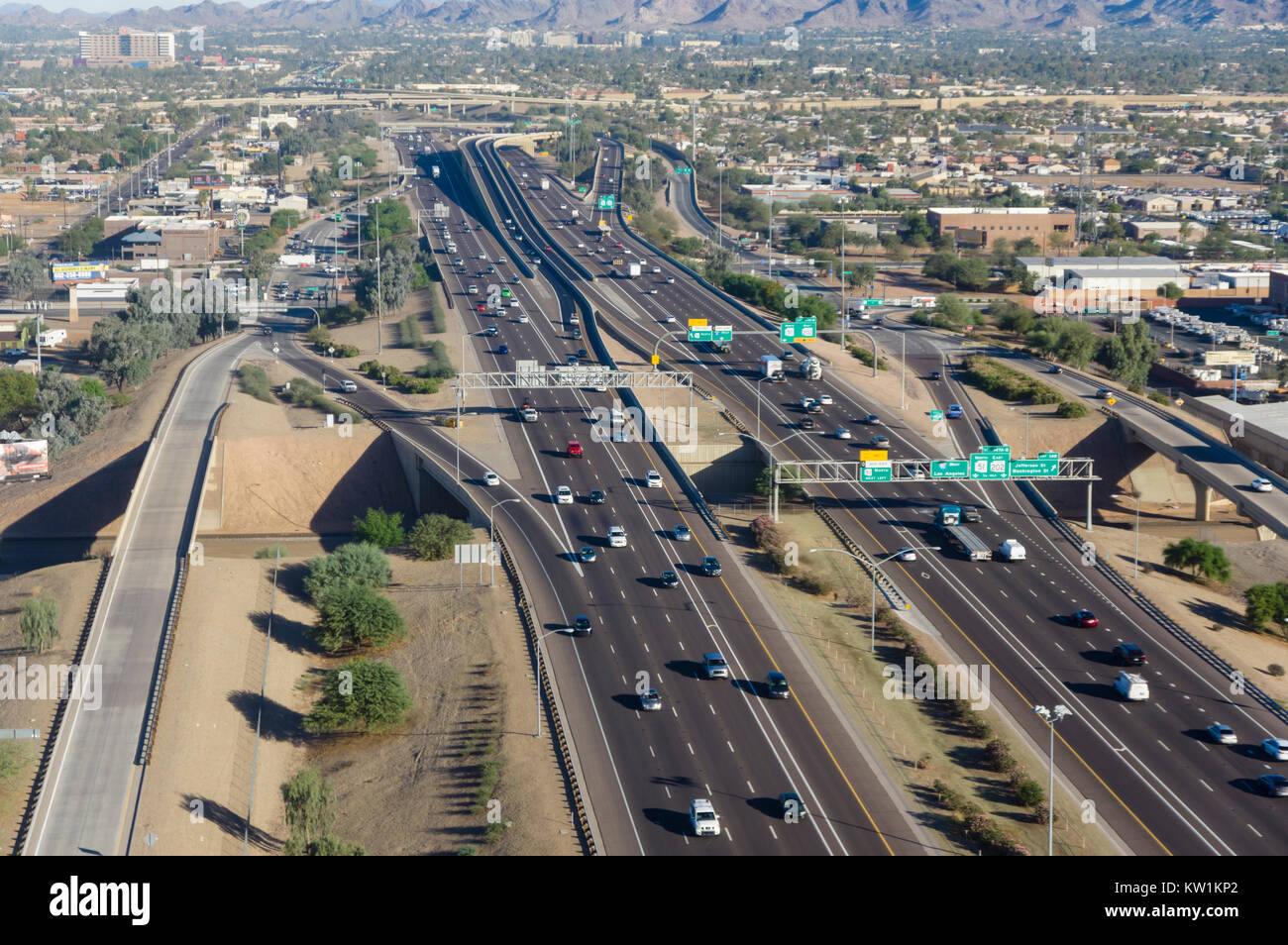 Luftaufnahme von der Interstate 10 in der Nähe von Phoenix Arizona Stockfoto
