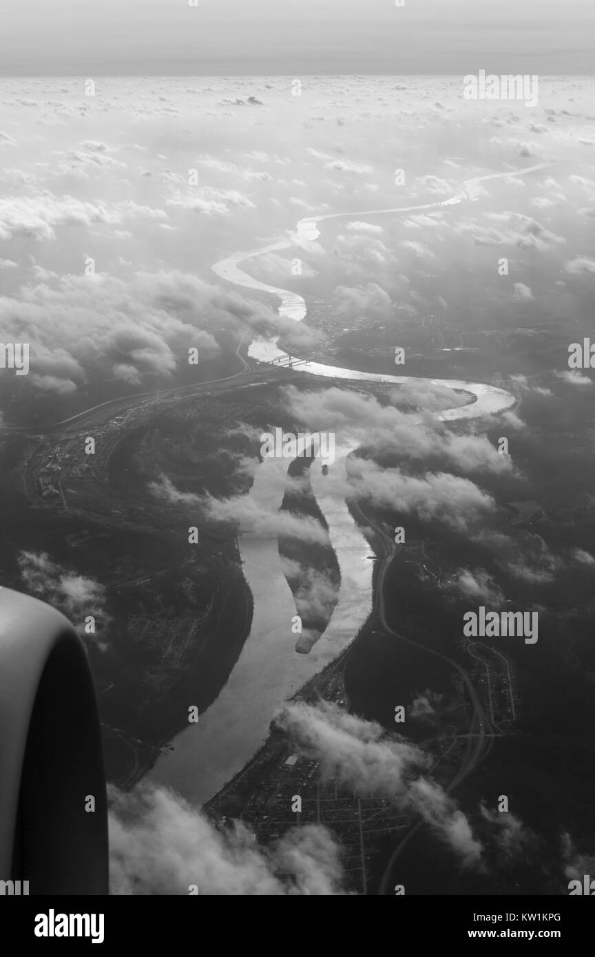 Luftaufnahme von Browns Island und den Ohio River in West Virgina, USA Stockfoto