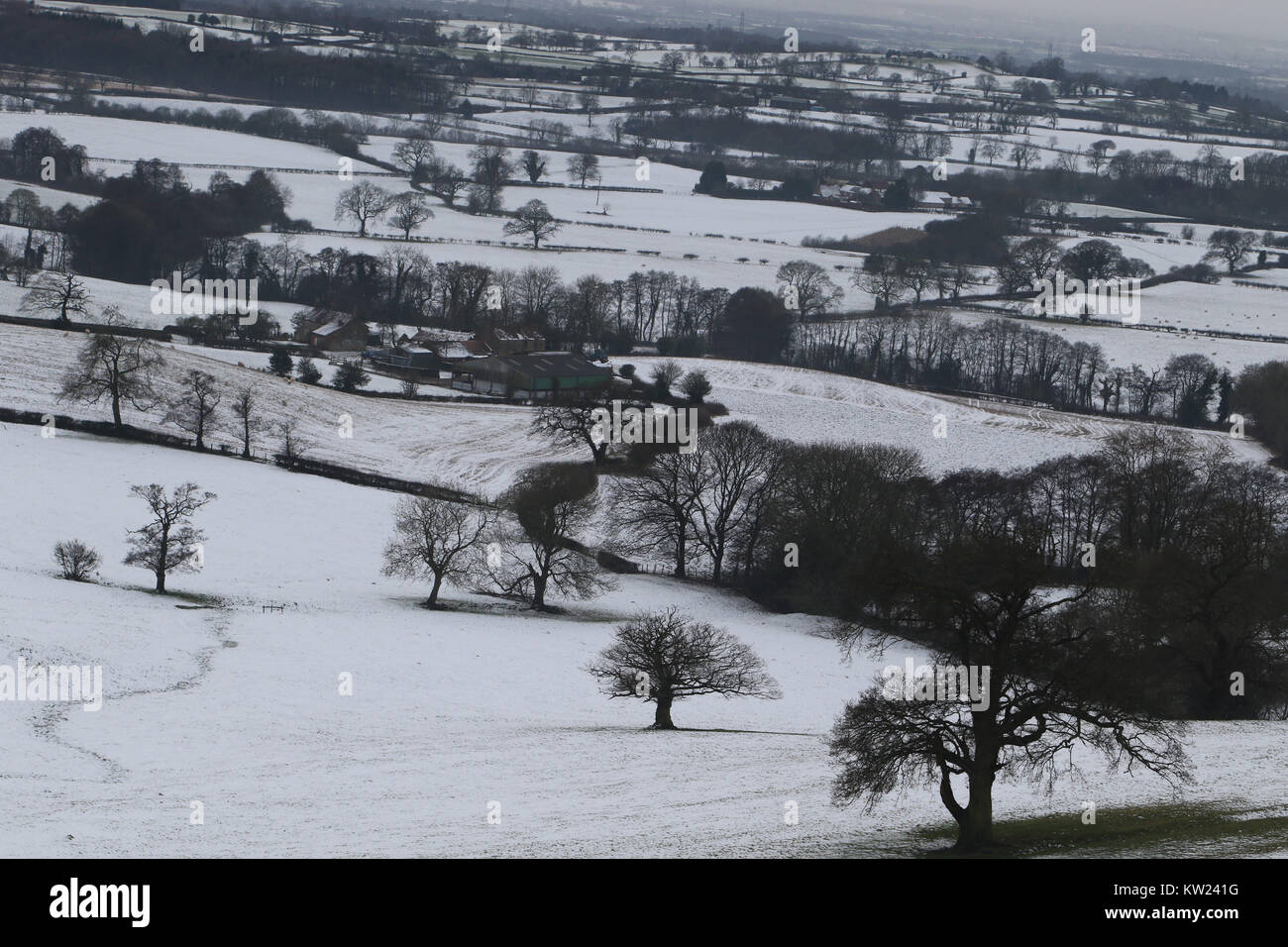 Howardian Hills near Brandsby, York, North Yorkshire, UK, 30th December 2017, Snow and Foggy UK Wetter, Credit Matt Pennington / Alamy Live News Stockfoto