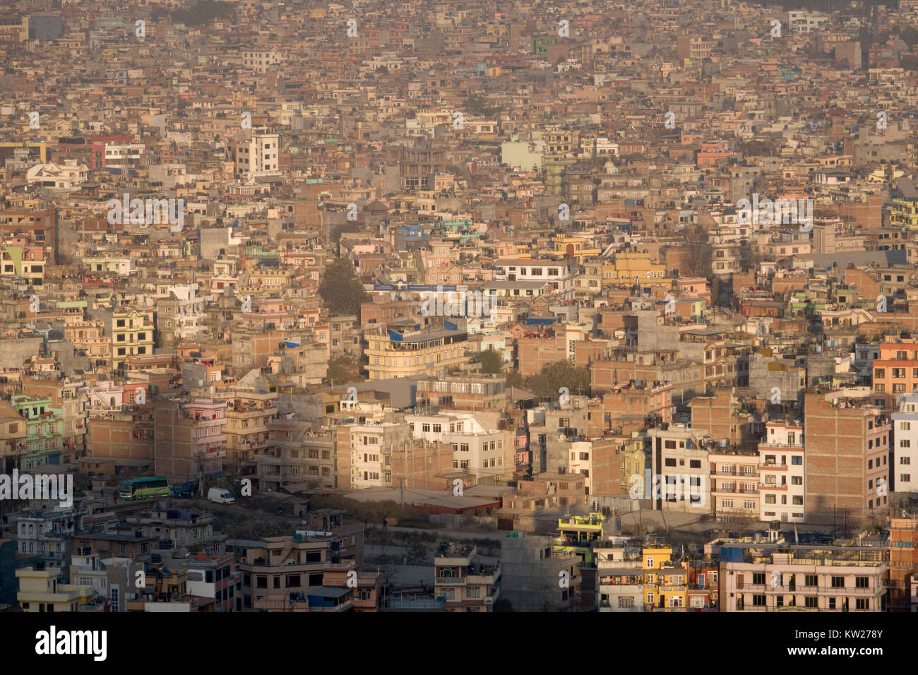 Hohe Betrachtungswinkel von Kathmandu, Nepal Stockfoto