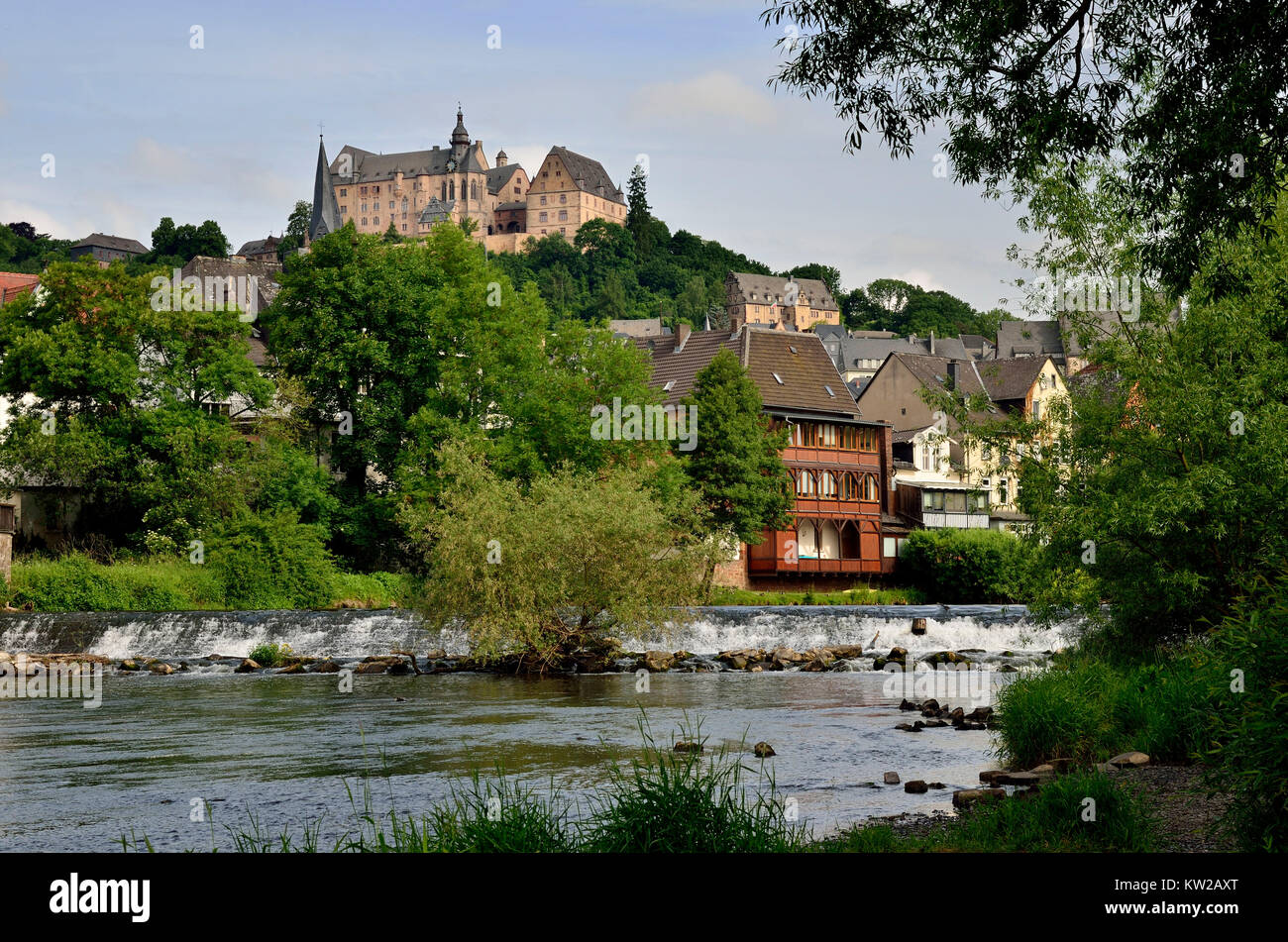 Marburg, des Landgrafen schloss über die Lahn, Landgrafenschloss über der Lahn. Stockfoto
