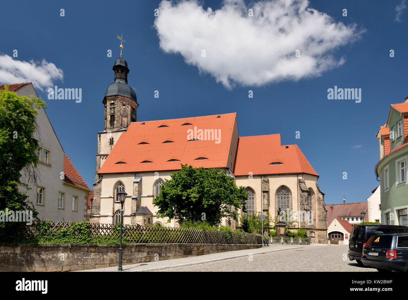 Osterzgebirge, Dippoldiswalde, gotische Kirche Saint, Marien und Laurentius, gotische Kirche St. Marien und Laurentius Stockfoto