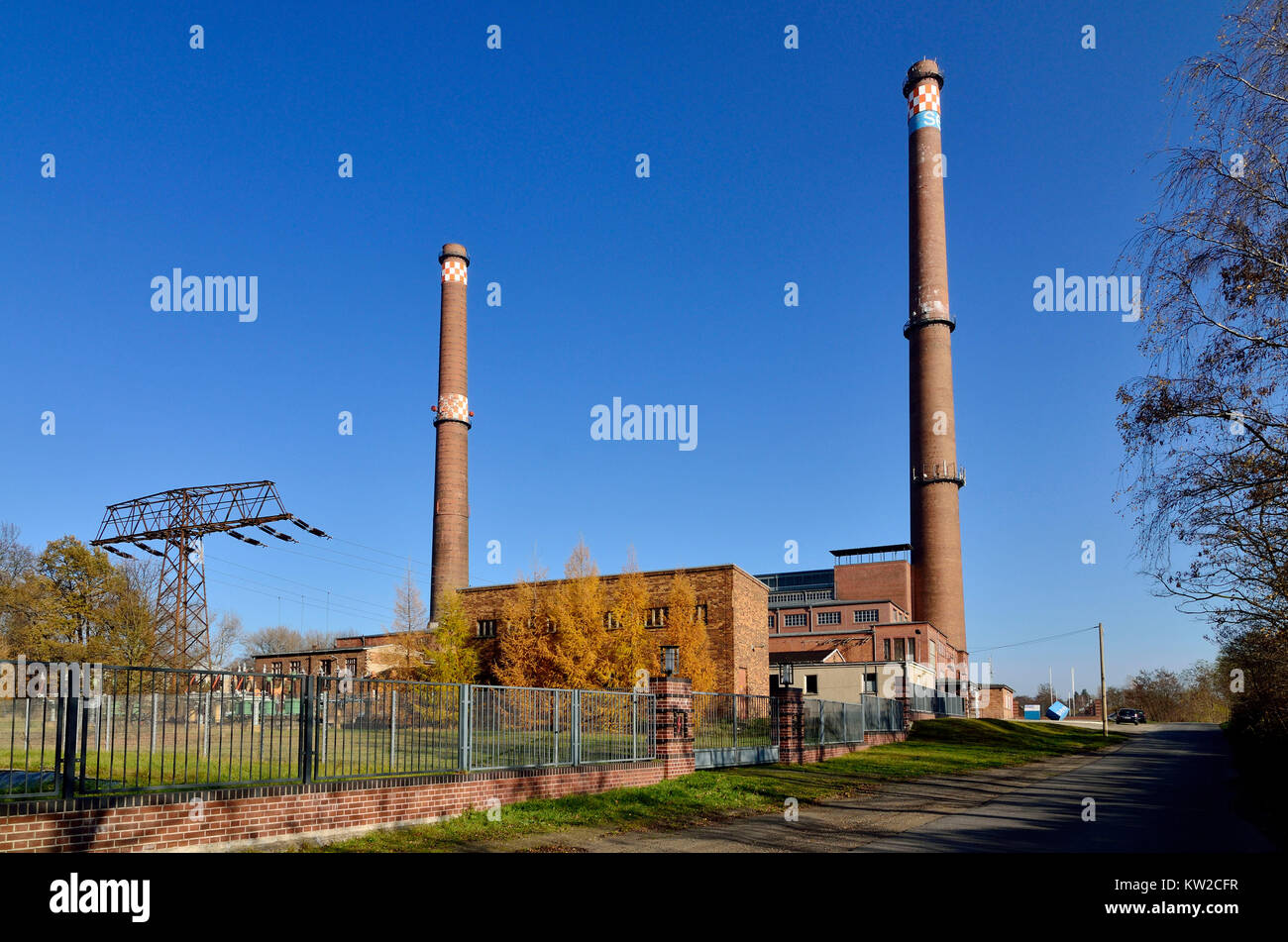 Braun Kohlekraftwerk Plessa, Projekt IBA technisches Denkmal braun Kohlekraftwerk Braunkohlekraftwerk Plessa Plessa,,, IBA-Projekt Stockfoto