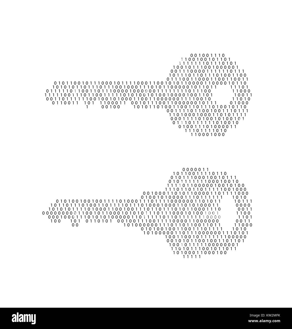 Schlüssel Aus binären Code auf weißem Hintergrund Stock Vektor