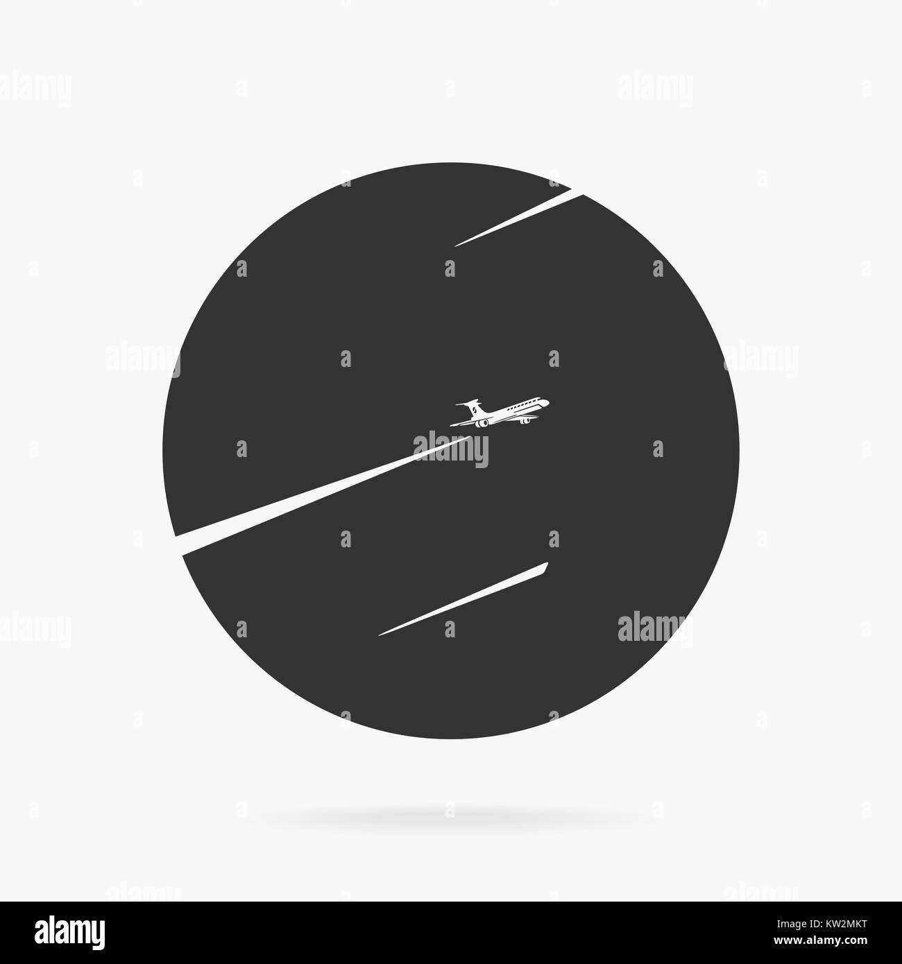 Symbol Passagierflugzeug in Wolken Stock Vektor