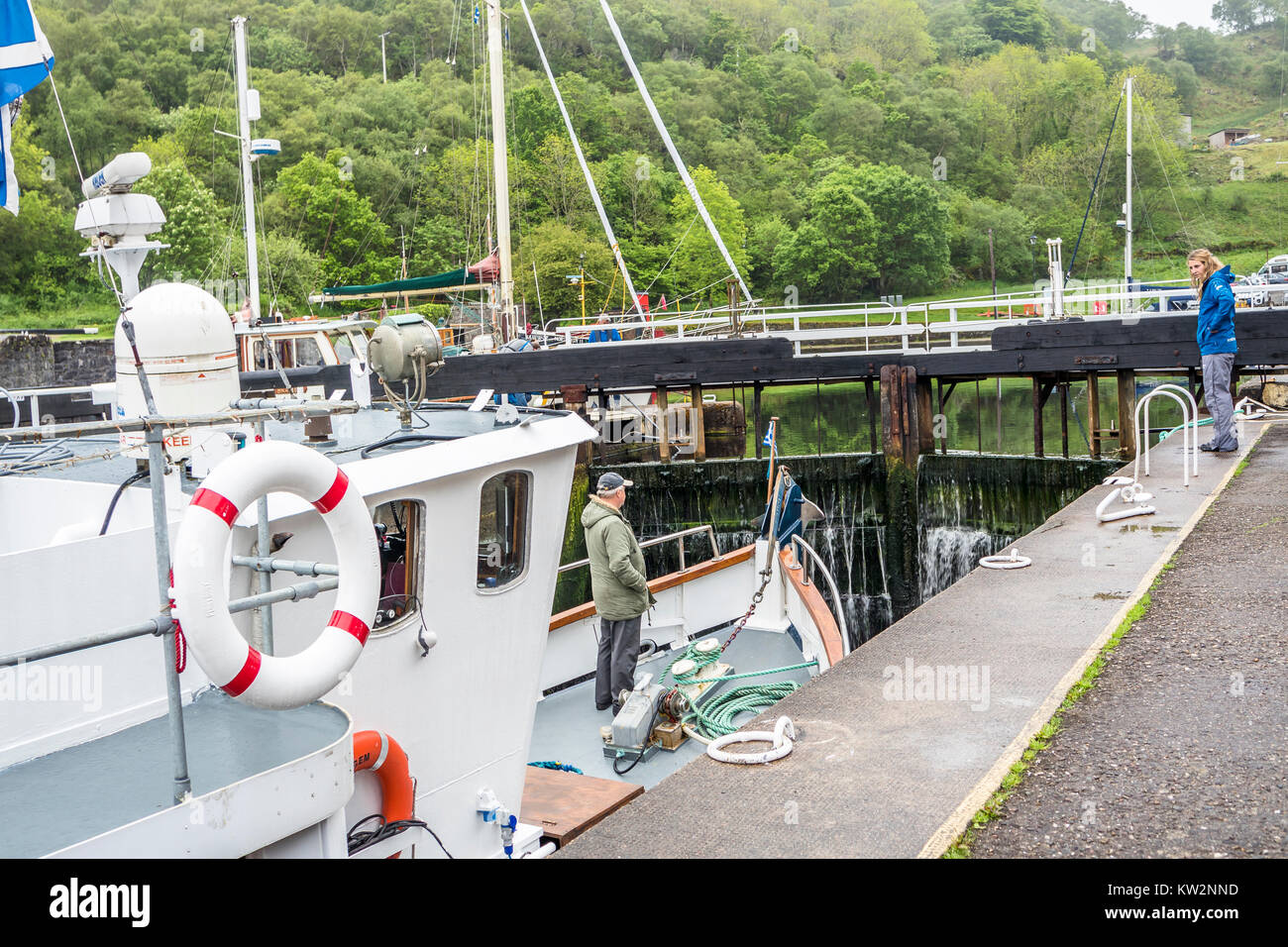 Crinan/Schottland - 24. Mai 2017: Das Schiff Ozean Juwel an der Schlösser anreisen Stockfoto