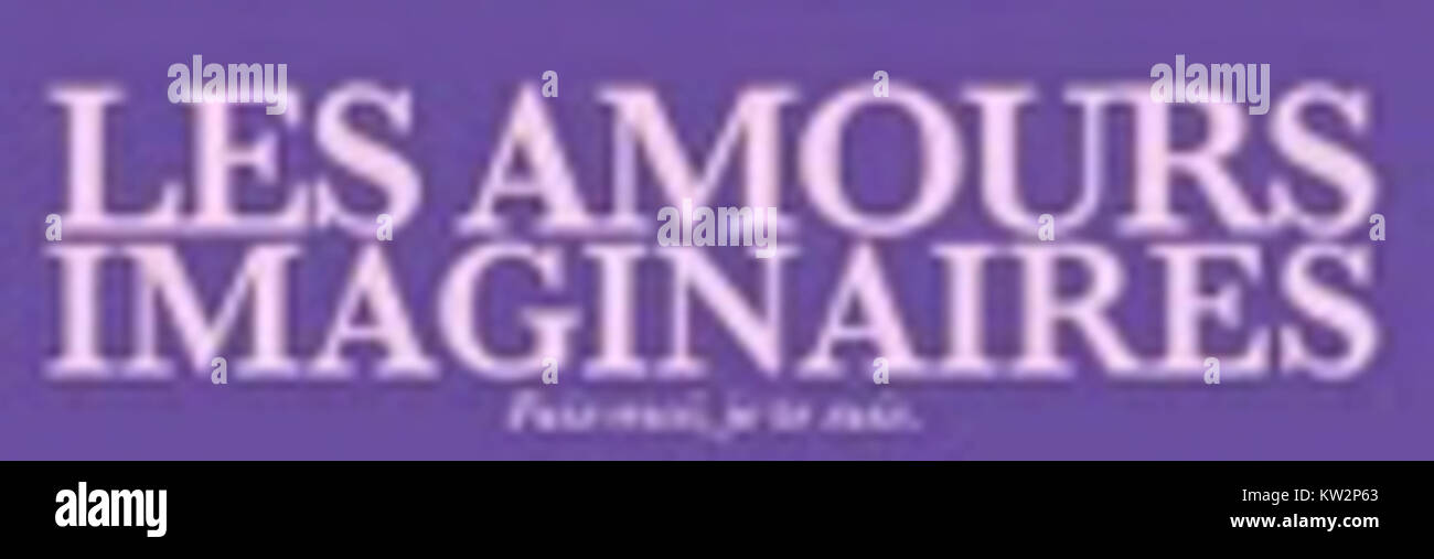 Les Amours Imaginaires ist ein kanadischer Film von Xavier Dolan aus dem Jahr 2010, in dem es um die Liebe und unerwiderte Emotionen geht. Das Logo repräsentiert die Auseinandersetzung mit komplexen Beziehungen und den Einfluss von Emotionen auf die persönliche Identität. Stockfoto