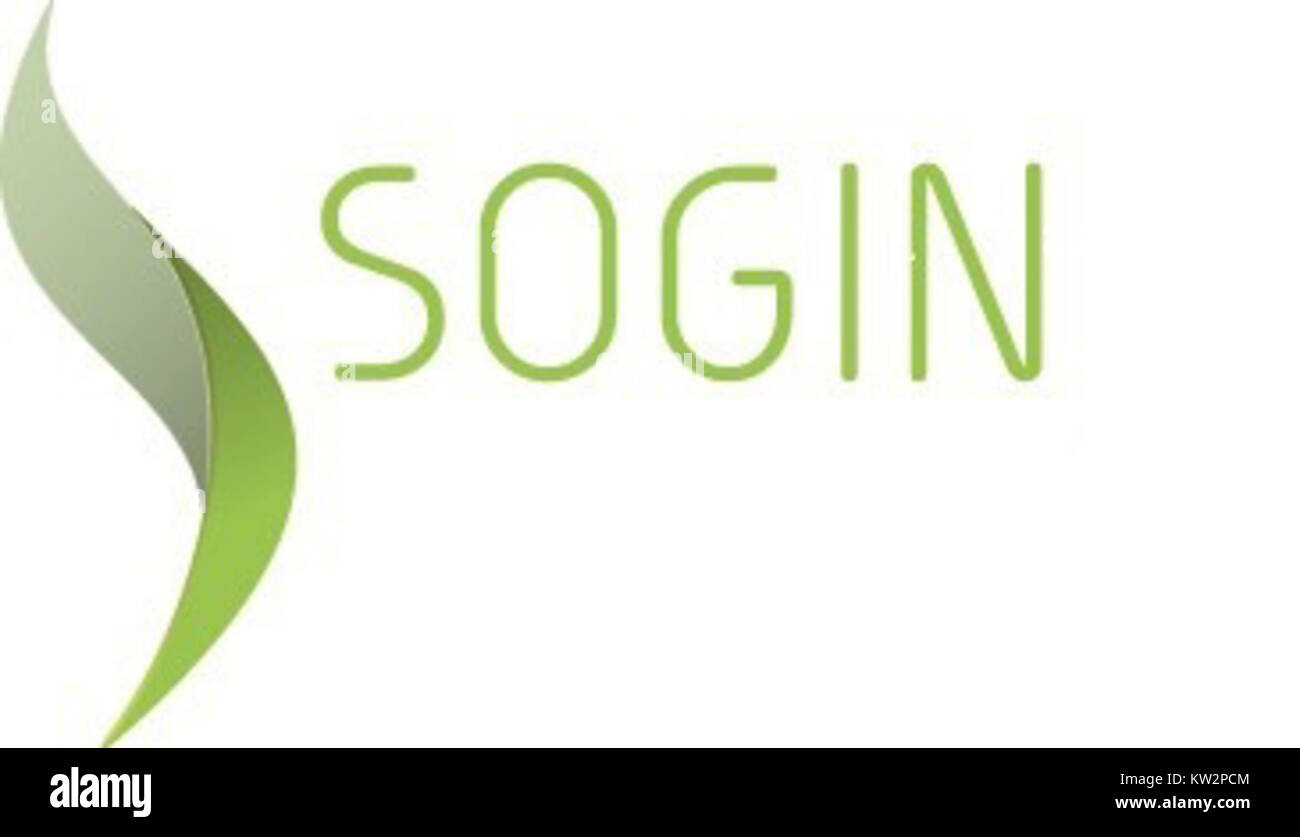 Das Logo von Sogin S.p.A steht für die Markenidentität des italienischen Unternehmens Sogin, das sich auf das Management und die Stilllegung kerntechnischer Anlagen spezialisiert hat. Stockfoto