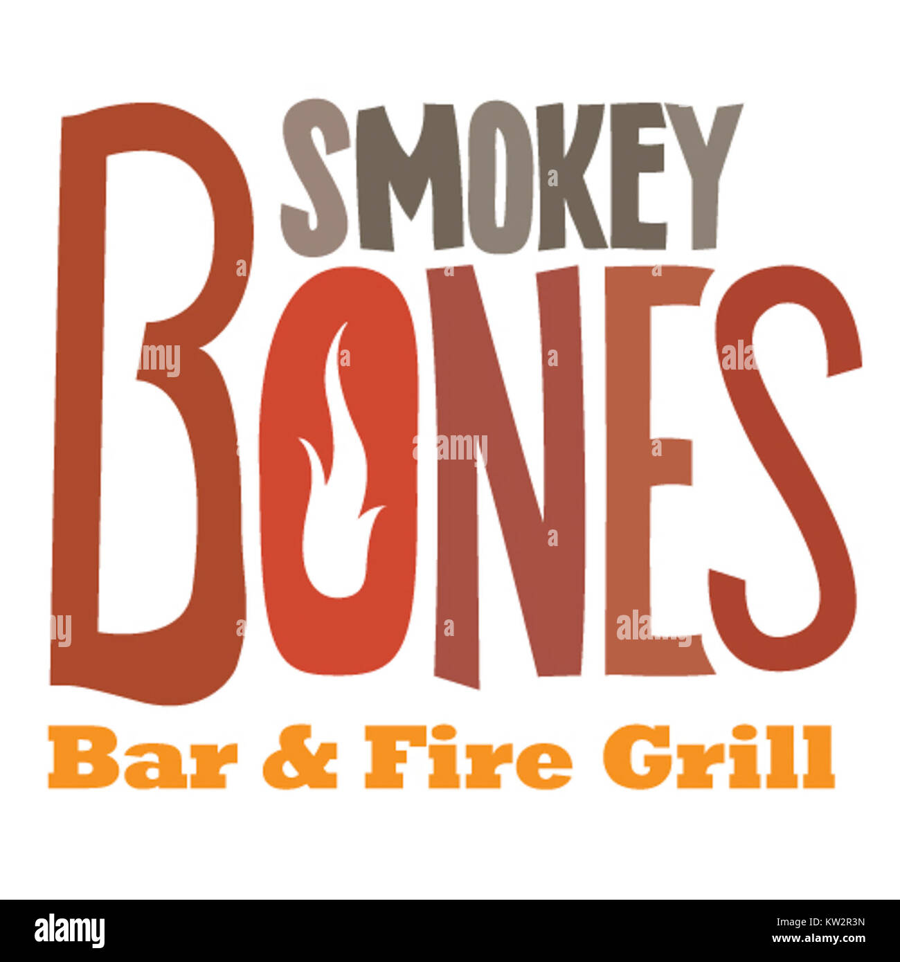 Das Smokey Bones Logo ist das Symbol für Smokey Bones Bar & Fire Grill, eine beliebte amerikanische Restaurantkette, die für ihre Grillangebote bekannt ist. Das Logo wird häufig in Marketingmaterialien verwendet, um die Identität der Marke zu vermitteln. Stockfoto