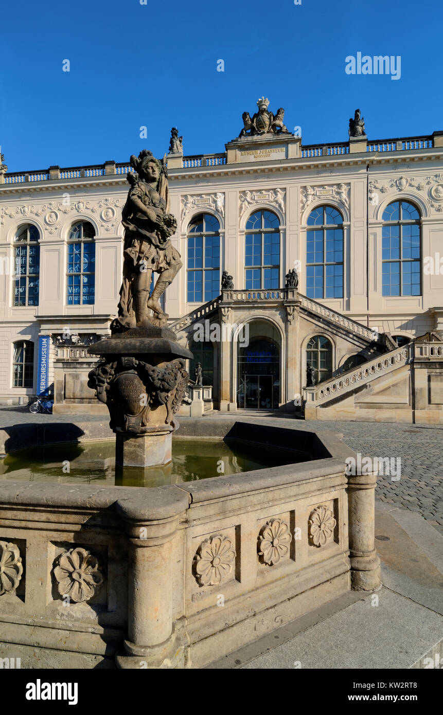 Turk-Brunnen vor dem Verkehrsmuseum in den neuen Markt, Dresden, Tuerkenbrunnen Vor Dem Verkehrsmuseum am Neumarkt Stockfoto