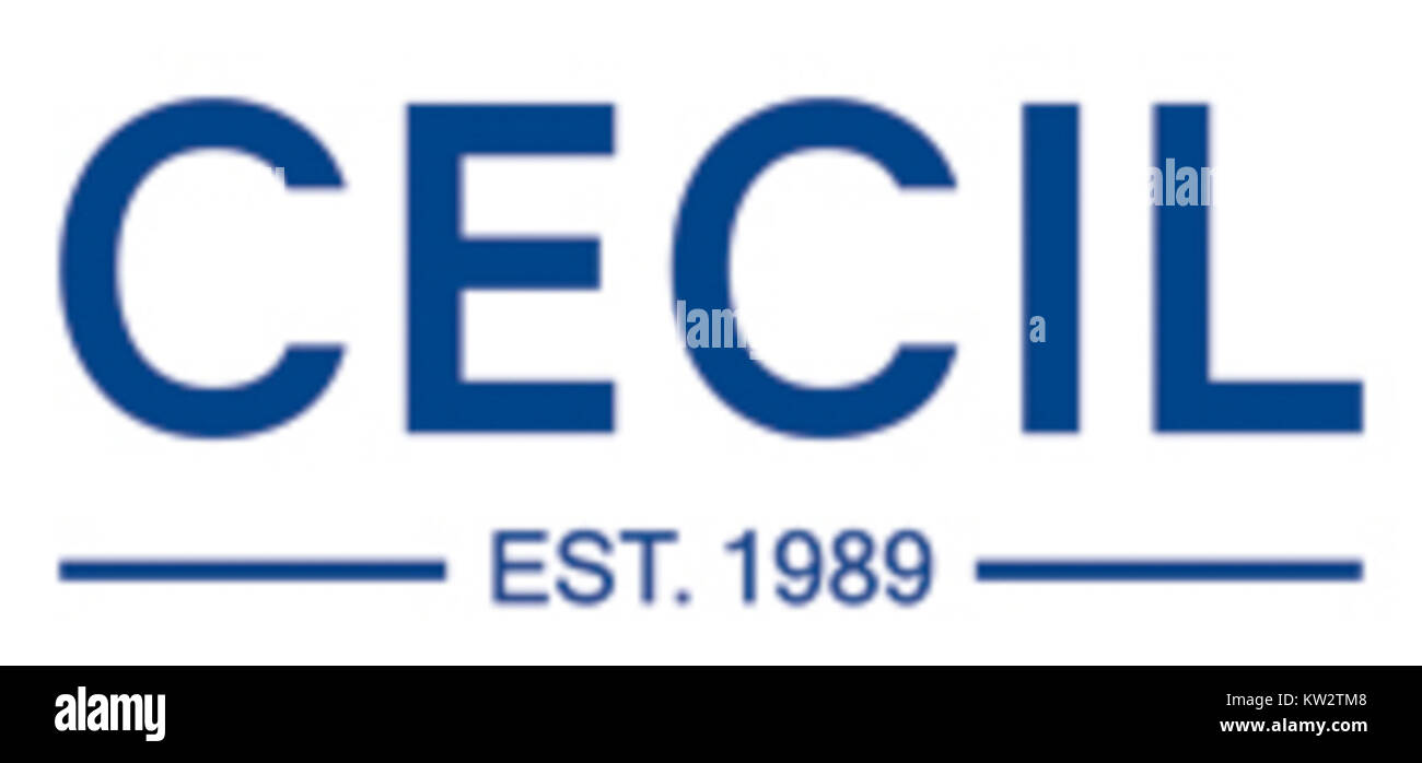 Cecil ist eine renommierte Marke, die für ihre Designarbeit, insbesondere für die Logoerstellung, bekannt ist. Die Logodesigns der companyâ haben erheblich zum visuellen Branding in verschiedenen Branchen beigetragen. Stockfoto