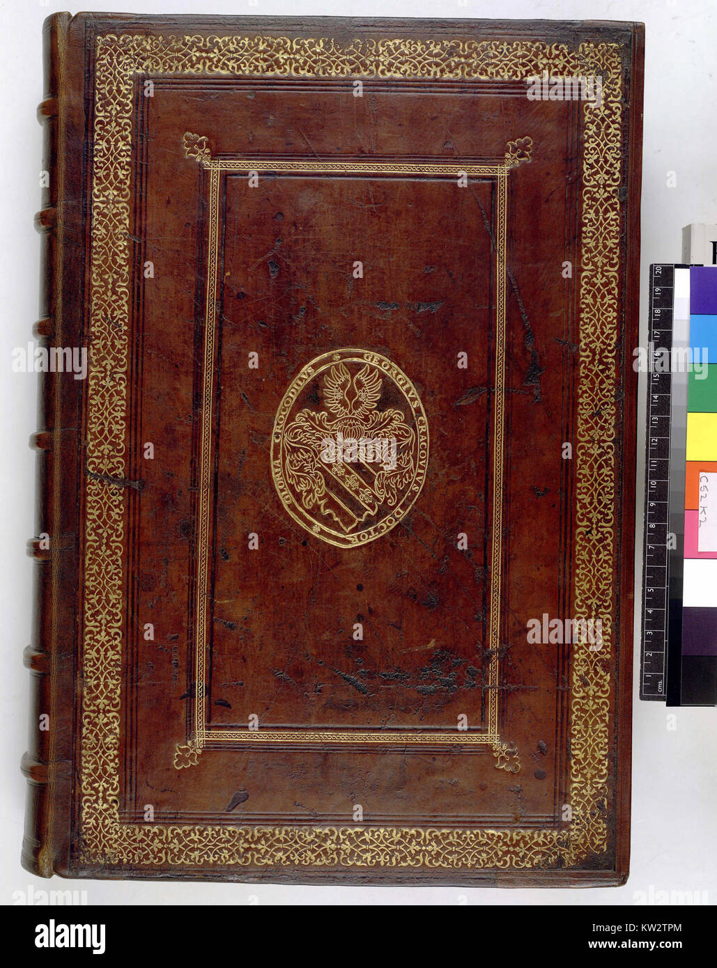 Die obere Biblia-Titelseite (c52k2) bezieht sich auf die Titelseite einer antiken oder antiken Bibel, die wahrscheinlich aus dem Mittelalter oder der Renaissance stammt. Das Cover wäre ein wichtiger Teil der Bewahrung der Bibel und bot Einblicke in die historische Handwerkskunst, Buchbindertechniken und religiöse Artefakte. Solche Briefe sind aufgrund ihres künstlerischen und kulturellen Wertes in historischen und religiösen Sammlungen wertvoll. Stockfoto