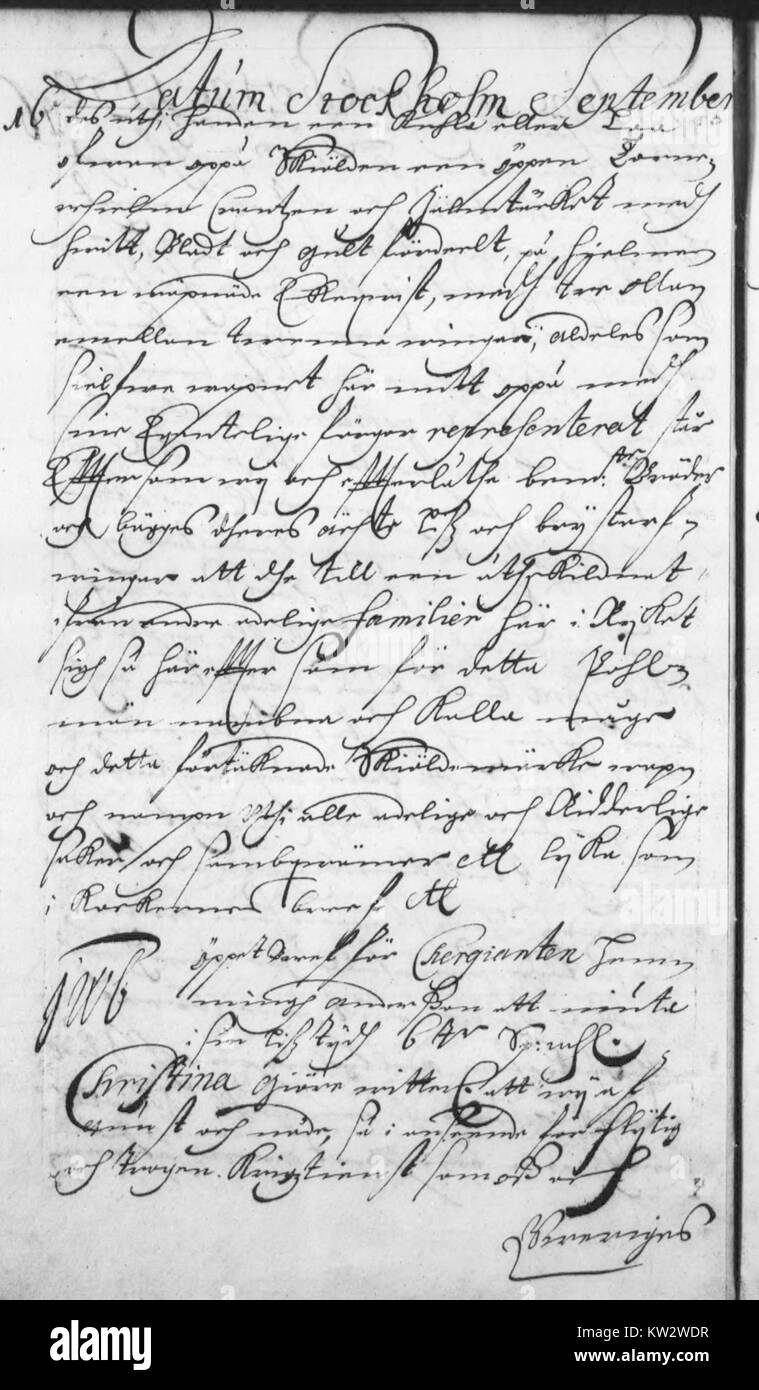 Dieses Dokument, datiert von August bis September 1650, enthält eine historische Referenz aus dieser Zeit. Es enthält ein bedeutendes Stück schriftlicher Geschichte aus dem 17. Jahrhundert, das in Form einer Handschrift erhalten ist. Stockfoto