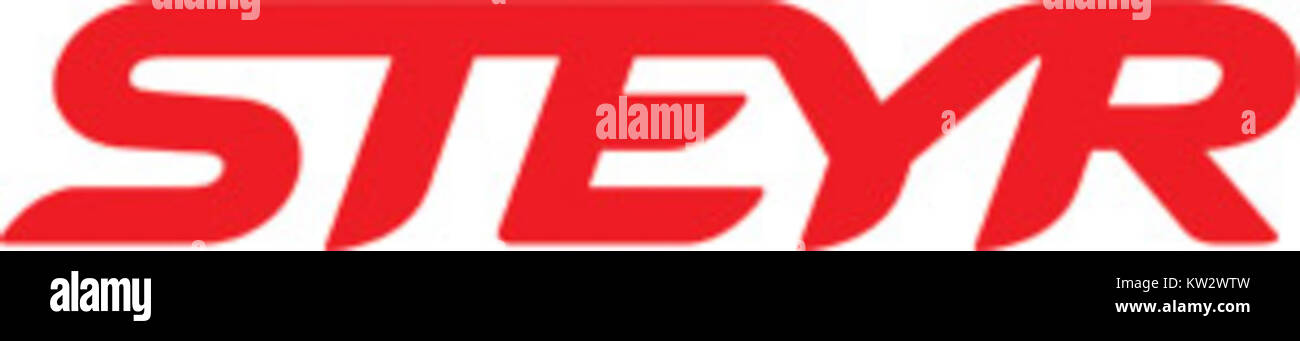 Steyr ist ein Hersteller, der für seine hochwertige Technik, insbesondere in der Produktion von Fahrzeugen und Maschinen, bekannt ist. Dieses Bild konzentriert sich auf das Steyr-Logo im CMYK-Farbmodus, das häufig im Grafikdesign und beim Drucken für eine präzise Farbwiedergabe verwendet wird. Stockfoto