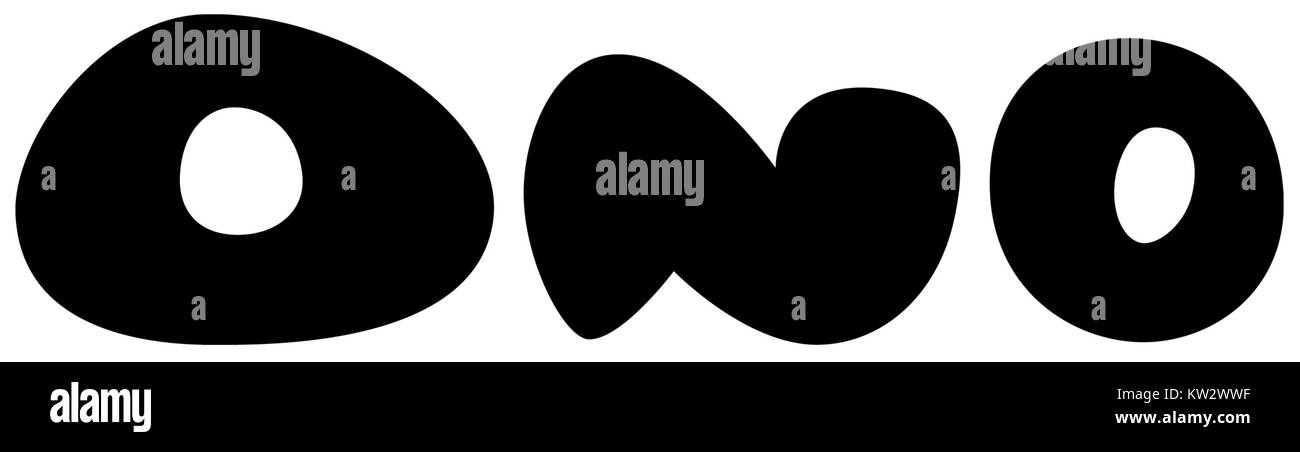 Das Logo von Ono ist ein grafisches Design, das das Branding der Firma Ono repräsentiert, mit markanter Typografie und moderner Ästhetik. Stockfoto