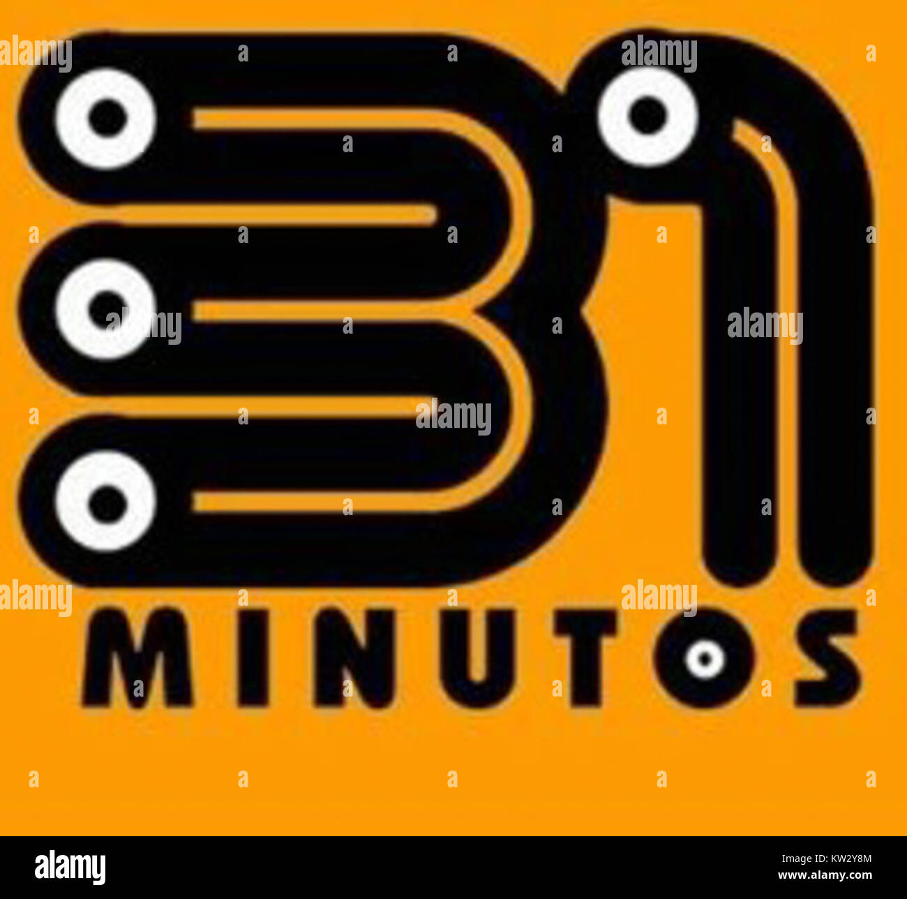 Das Logo der chilenischen Fernsehsendung „31 minutos“, einer beliebten Sendung, die für ihre Puppenspiele und Satire bekannt ist. Stockfoto