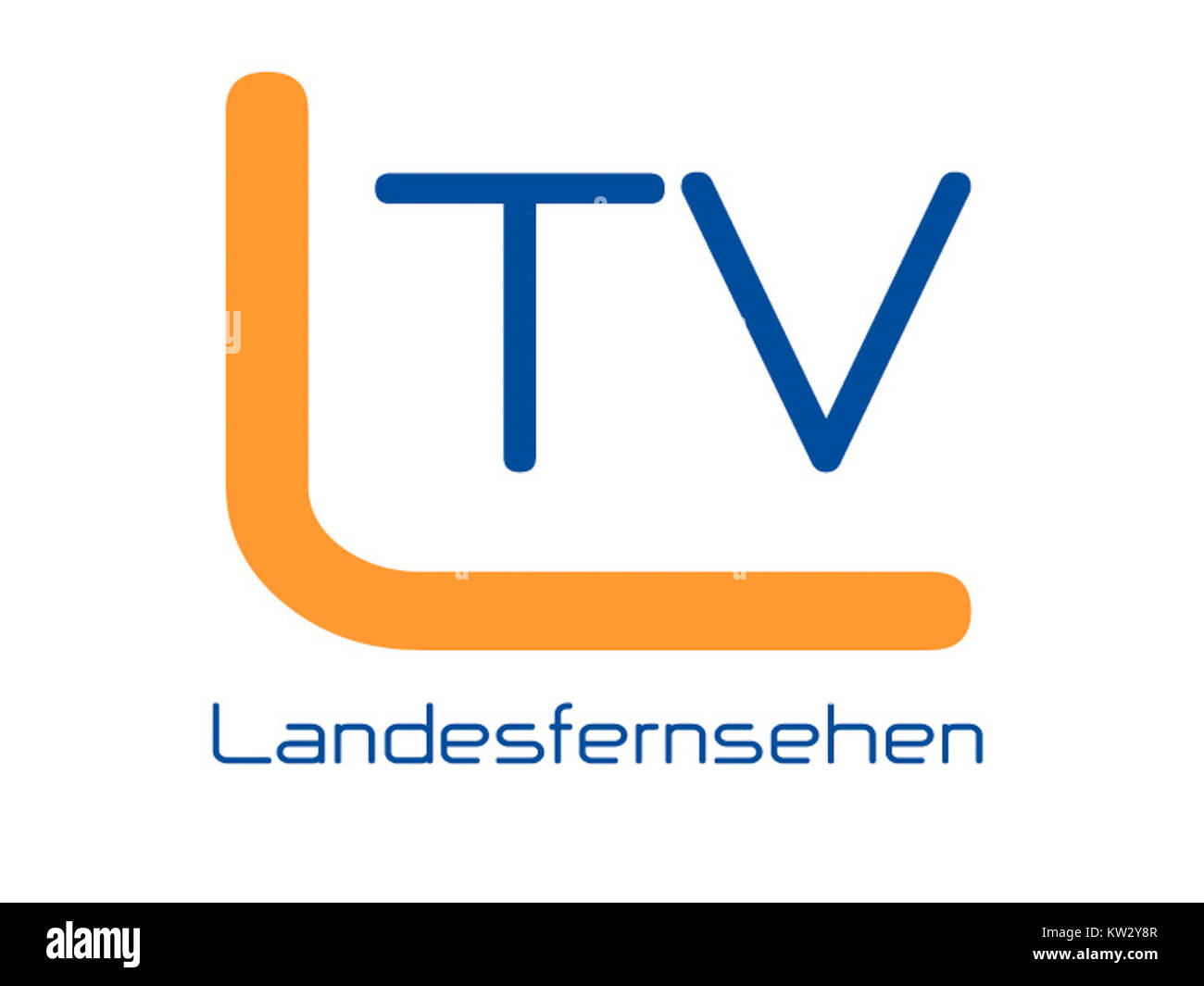 Logo L ist das Markenzeichen des regionalen Fernsehsenders Landesfernsehen, das eine bestimmte Region mit lokalen Nachrichten, Unterhaltung und Kultursendungen bedient. Stockfoto