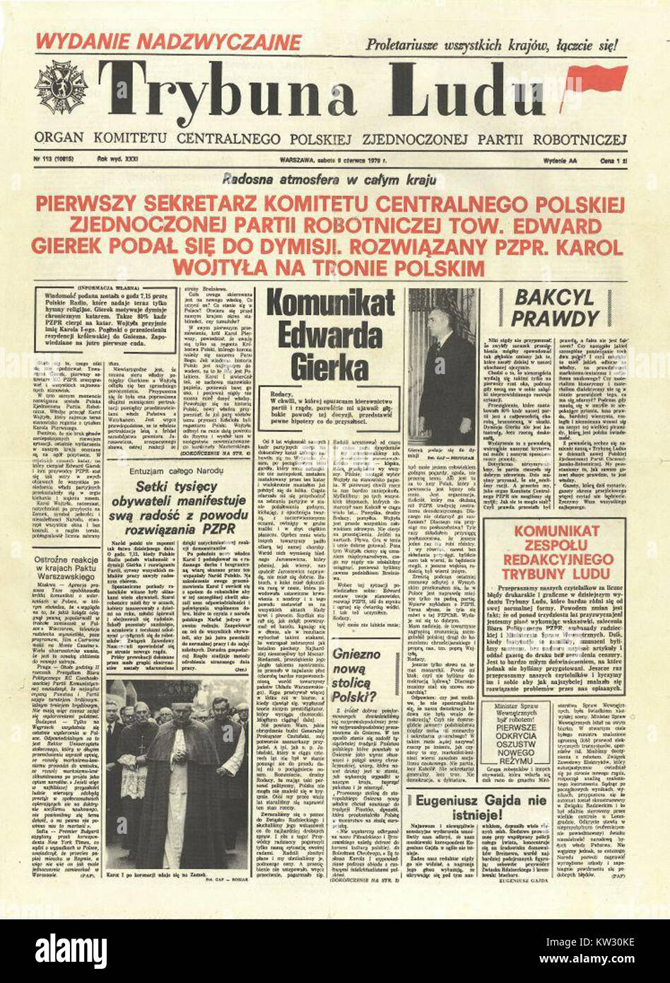 Trybuna Ludu war eine polnische Zeitung, die für ihre Rolle in den Medien der kommunistischen Ära und ihre historische Bedeutung in Polen bekannt ist. Stockfoto