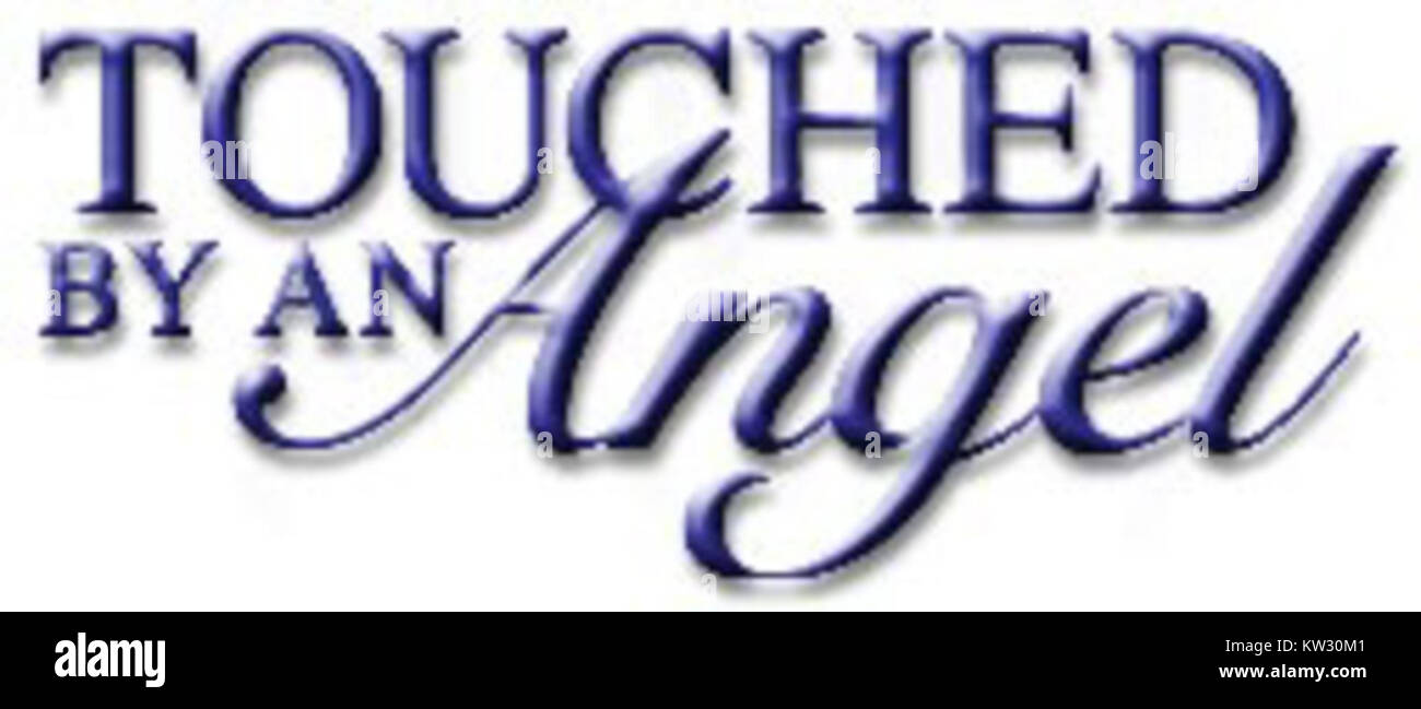 Ein Foto, das den Schlüsselmoment aus der Fernsehshow „Touch By an Angel“ der 1990er-Jahre mit den Hauptfiguren Monica, Tess und Andrew feststellt und Themen des Glaubens und der Hoffnung zeigt. Stockfoto