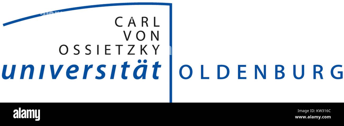 Das Logo der Universität Oldenburg, einer renommierten Bildungseinrichtung in Deutschland, die für ihre Forschungs- und akademischen Programme in verschiedenen Bereichen, einschließlich Wissenschaft und Geisteswissenschaften, bekannt ist. Stockfoto