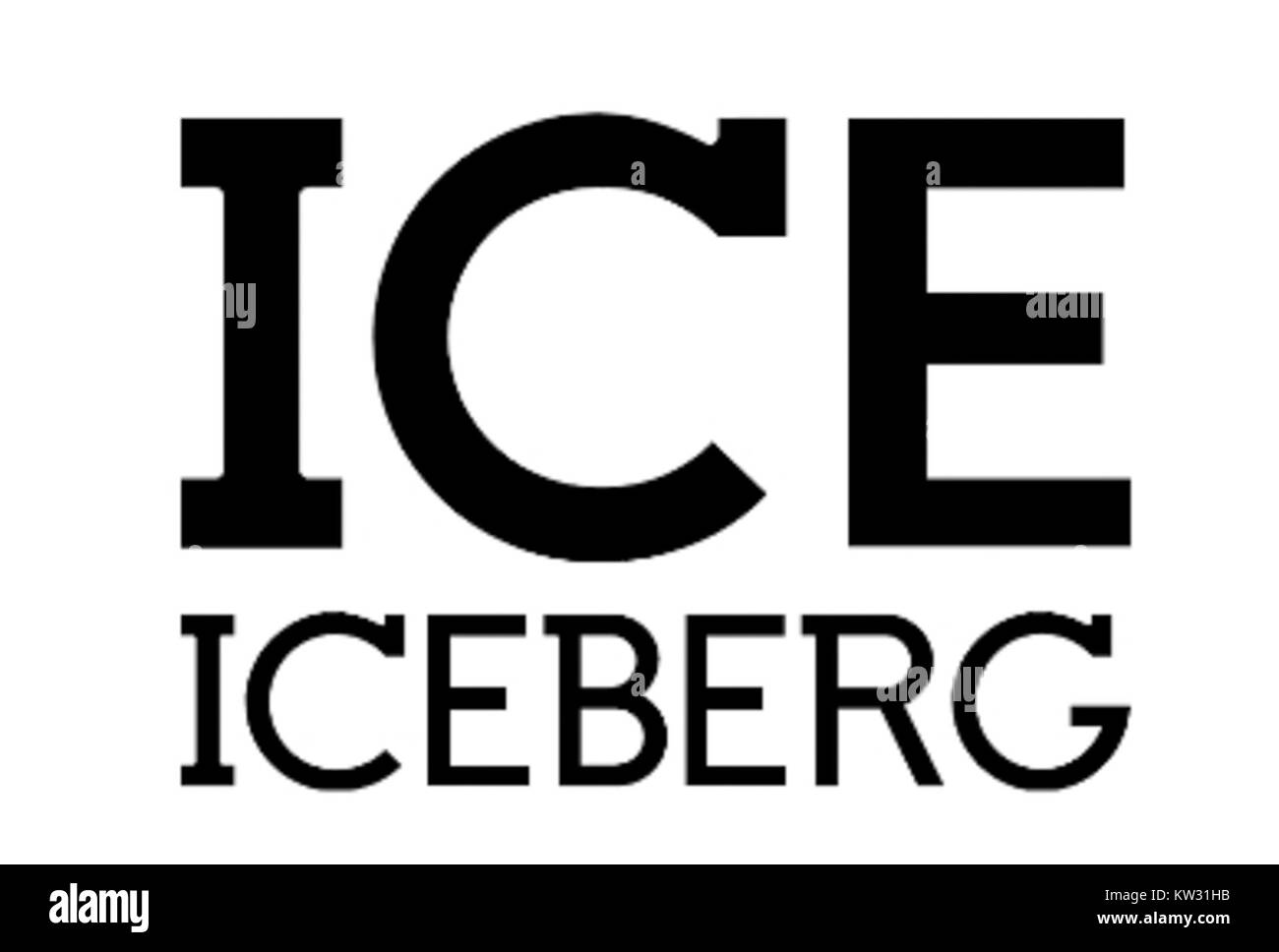 Das Logo des Modehauses Ice Iceberg ist ein unverwechselbares Emblem, das die renommierte italienische Marke repräsentiert, die für ihre stilvollen, innovativen Designs bekannt ist. Das Logo ist weltweit für seine Verbindung mit High-Fashion-Bekleidung bekannt. Stockfoto