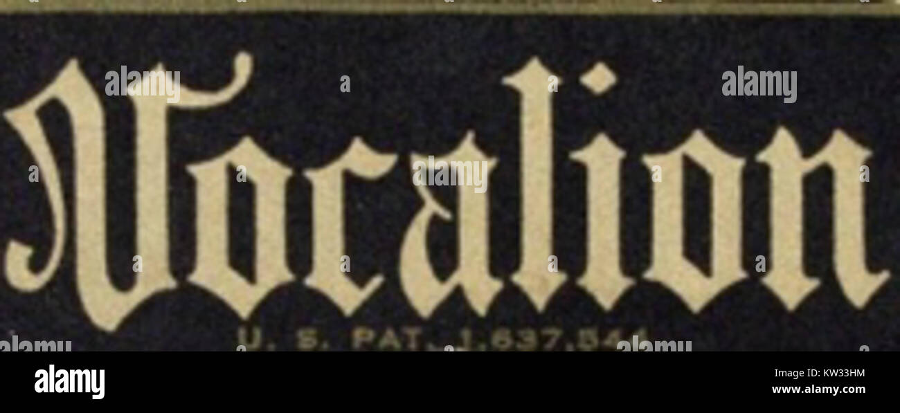 Ein Logo für Vocalion, ein bekanntes Label in der Musikindustrie. Stockfoto