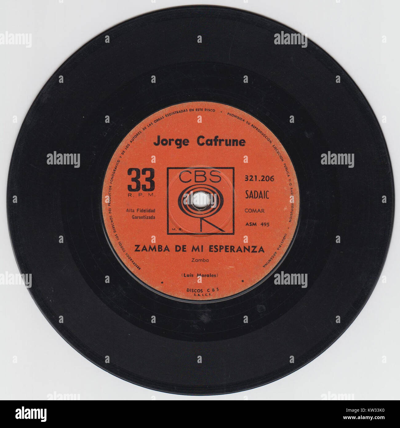 Zamba de mi esperanza ist ein bekanntes Lied des argentinischen Volksmusikers Jorge Cafrune, das als Vinyl veröffentlicht wurde. Das Lied spiegelt das musikalische und kulturelle Erbe Argentiniens wider und fängt das Wesen der argentinischen Folklore ein. Stockfoto