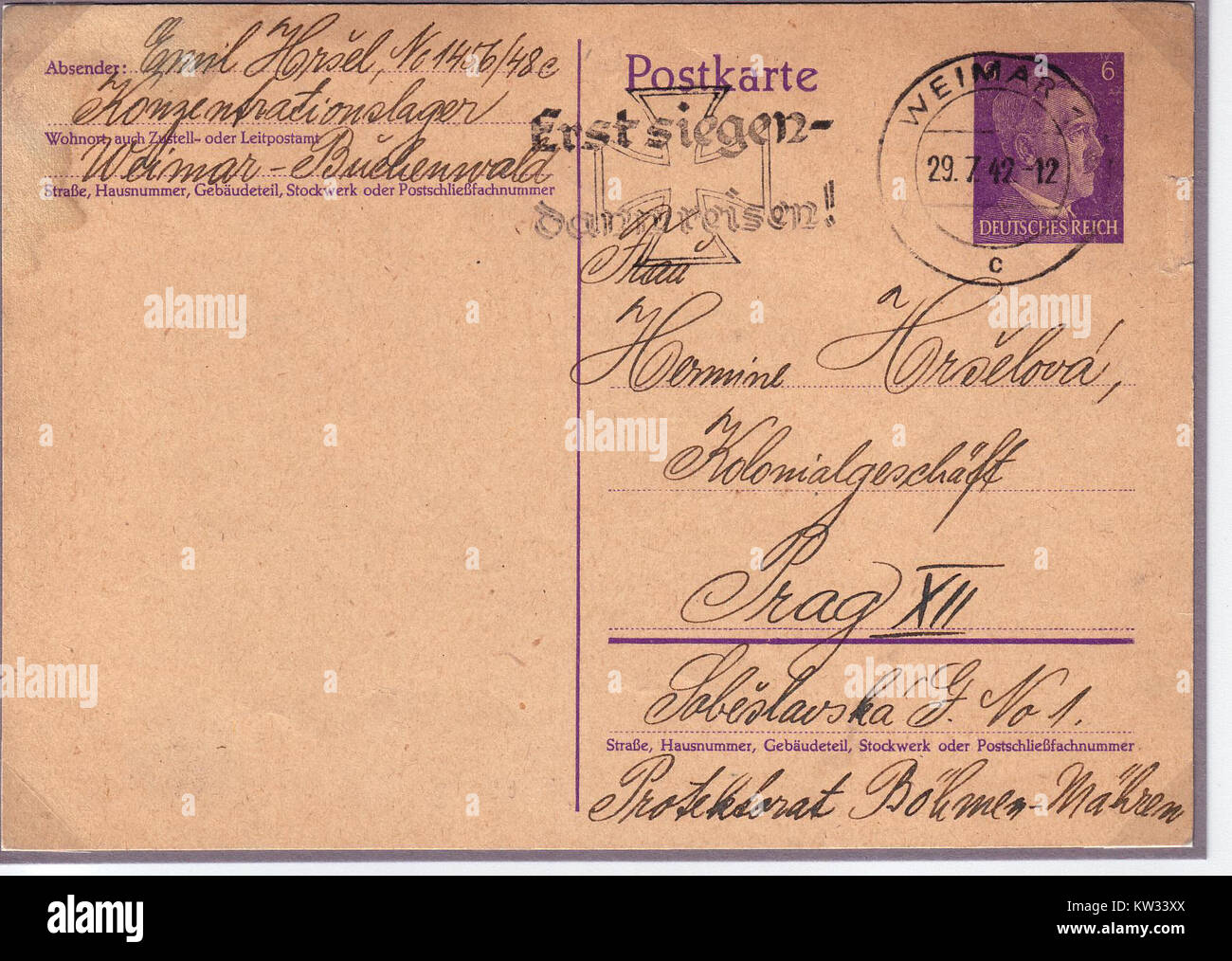 Das Konzentrationslager Buchenwald in Deutschland war eine Einrichtung aus der NS-Zeit, die für ihre Rolle während des Holocaust und seine historische Bedeutung im Zweiten Weltkrieg bekannt war. Stockfoto