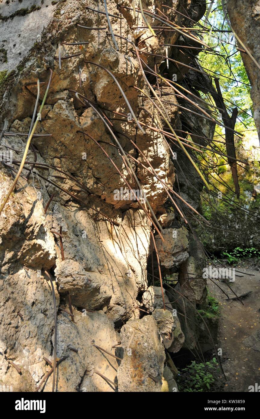 Wolf's Lair war Adolf Hitlers erste Ostfront. Gedenktafel zur Erinnerung an das Attentat auf Hitler. Giełoż, Woiwodschaft Ermland-Masuren, Polen. Stockfoto