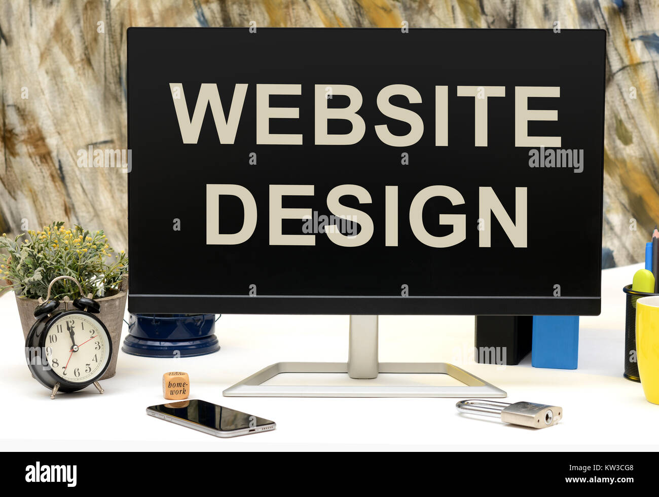 Web site Design Konzept auf der Arbeitsstation überwachen. Stockfoto