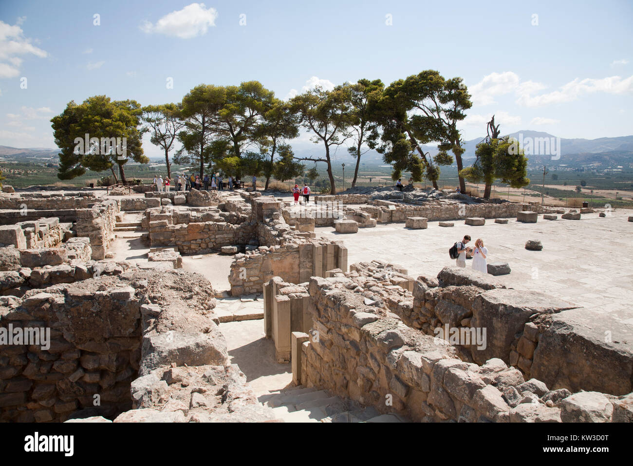 Innenhof und Bereich, Festos, archäologischen Bereich, Insel Kreta, Griechenland, Europa Stockfoto