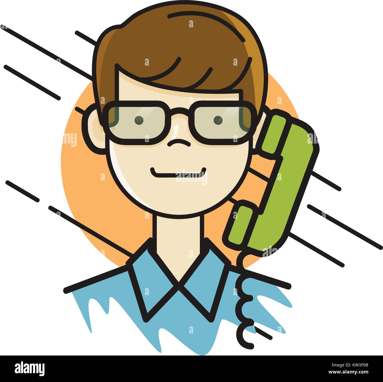 Mann in Gläser sprechen von dem Telefon portrait. person avatar Design, Vektor eps Abbildung 10 Grafik Stock Vektor