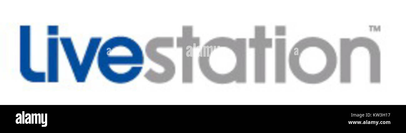 Das Logo von Live Stationâ repräsentiert das Markenzeichen des Unternehmens und spiegelt seinen Fokus auf dynamische Medien- und Rundfunkdienste wider. Das Logo ist eine visuelle Darstellung des Engagements der companyâ für innovative Medienlösungen. Stockfoto