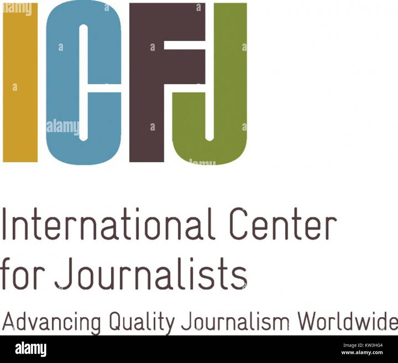 ICFJ (International Center for Journalists) ist eine globale gemeinnützige Organisation, die sich der Förderung von Qualitätsjournalismus und der Förderung der Pressefreiheit weltweit verschrieben hat. Sie bietet Schulungen und Unterstützung für Journalisten auf der ganzen Welt. Stockfoto