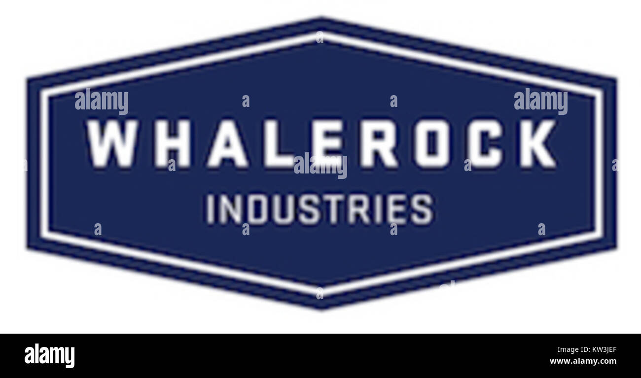Das Logo von Whalerock Industries, einem Unternehmen für digitale Medien, steht für den Fokus der companyâ auf Medienproduktion, Inhaltserstellung und Technologie. Das Design betont ein modernes, dynamisches Markenimage. Stockfoto