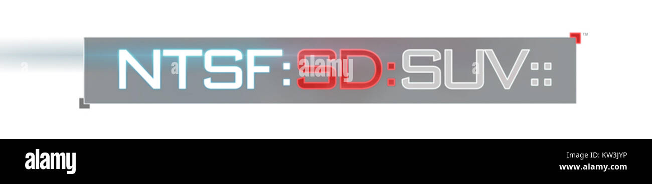 Das NTSF SD SUV-Logo ist das offizielle Emblem der satirischen Polizeifernsehserie „NTSF:SD:SUV::“. Die Show parodiert das Genre der Polizeidramen und Action-Shows, wobei das Logo oft für Werbezwecke verwendet wird. Stockfoto