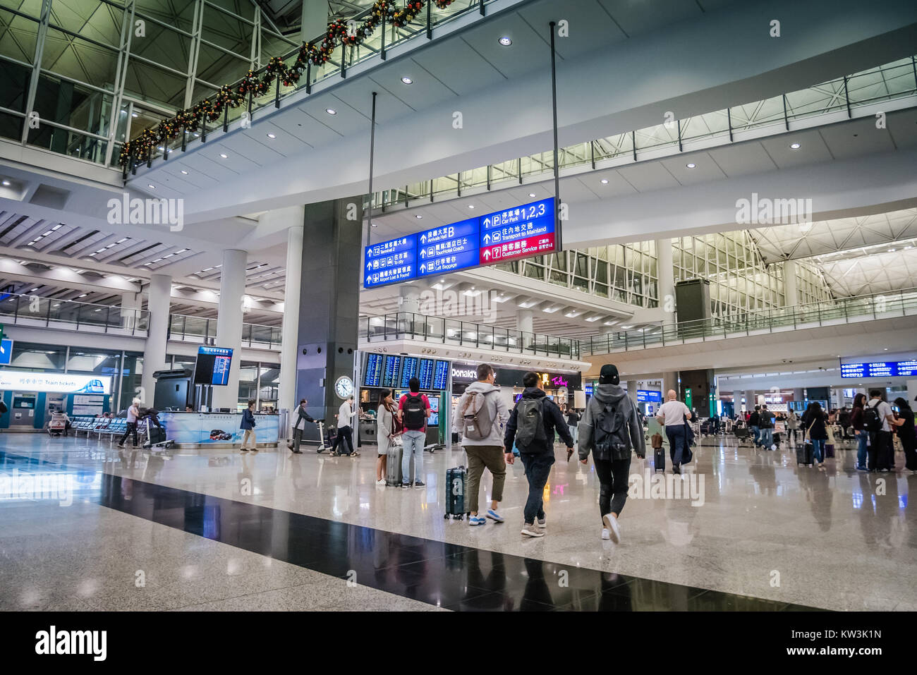 Hong Kong Flughafen Ankunftshalle Stockfoto