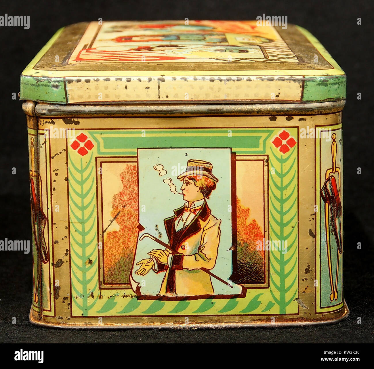 Ein Bild von ca. 1915 der Verpackung für 100 Zigarren, das Design und Branding des damaligen Zeitraums zeigt. Stockfoto