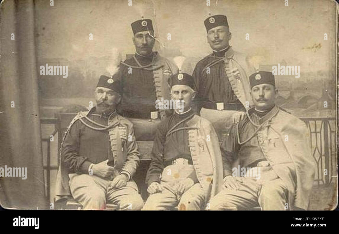 Die Schwarze Hand war eine geheime serbische nationalistische Organisation, die für die Ermordung von Erzherzog Franz Ferdinand im Jahr 1914 verantwortlich war, die zum Beginn des Ersten Weltkriegs führte. Stockfoto