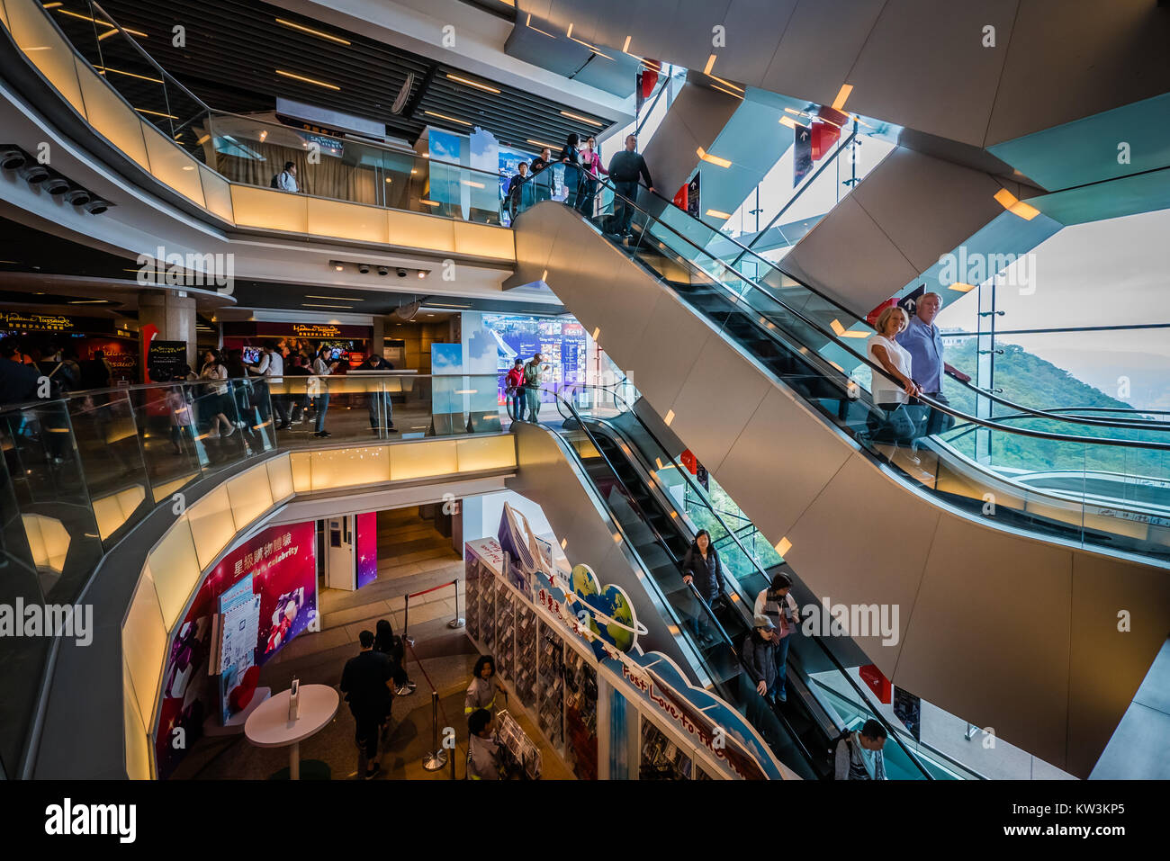 Hong Kong Shopping mall Fahrtreppen Stockfoto