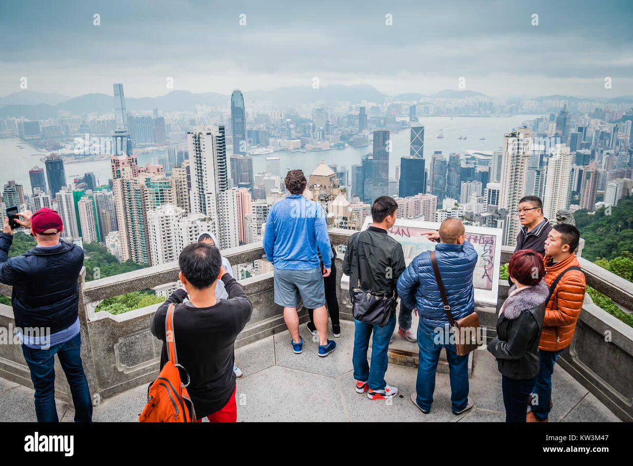 Hong Kong peak Touristen Stockfoto