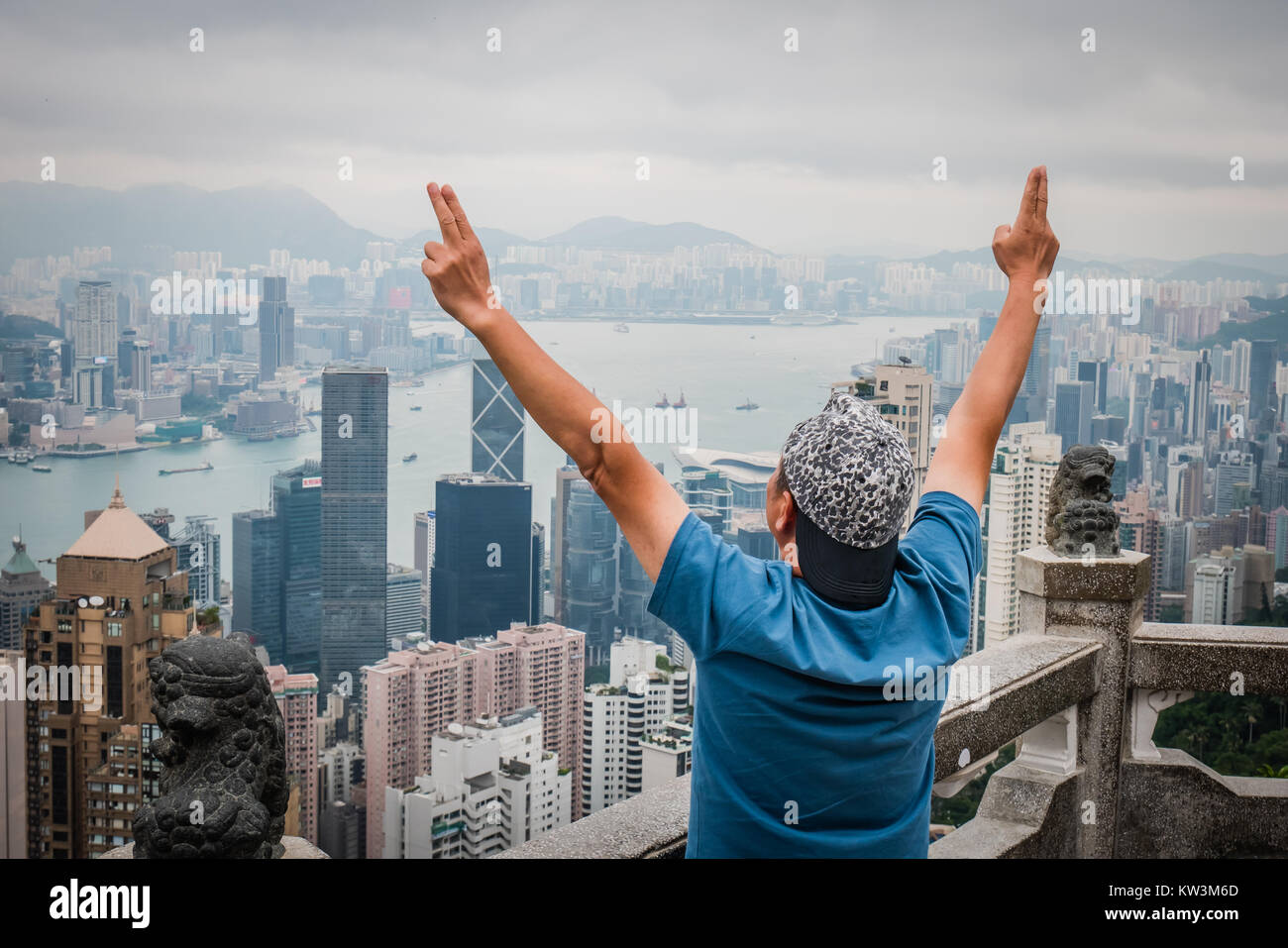 Hong Kong peak Touristen Stockfoto