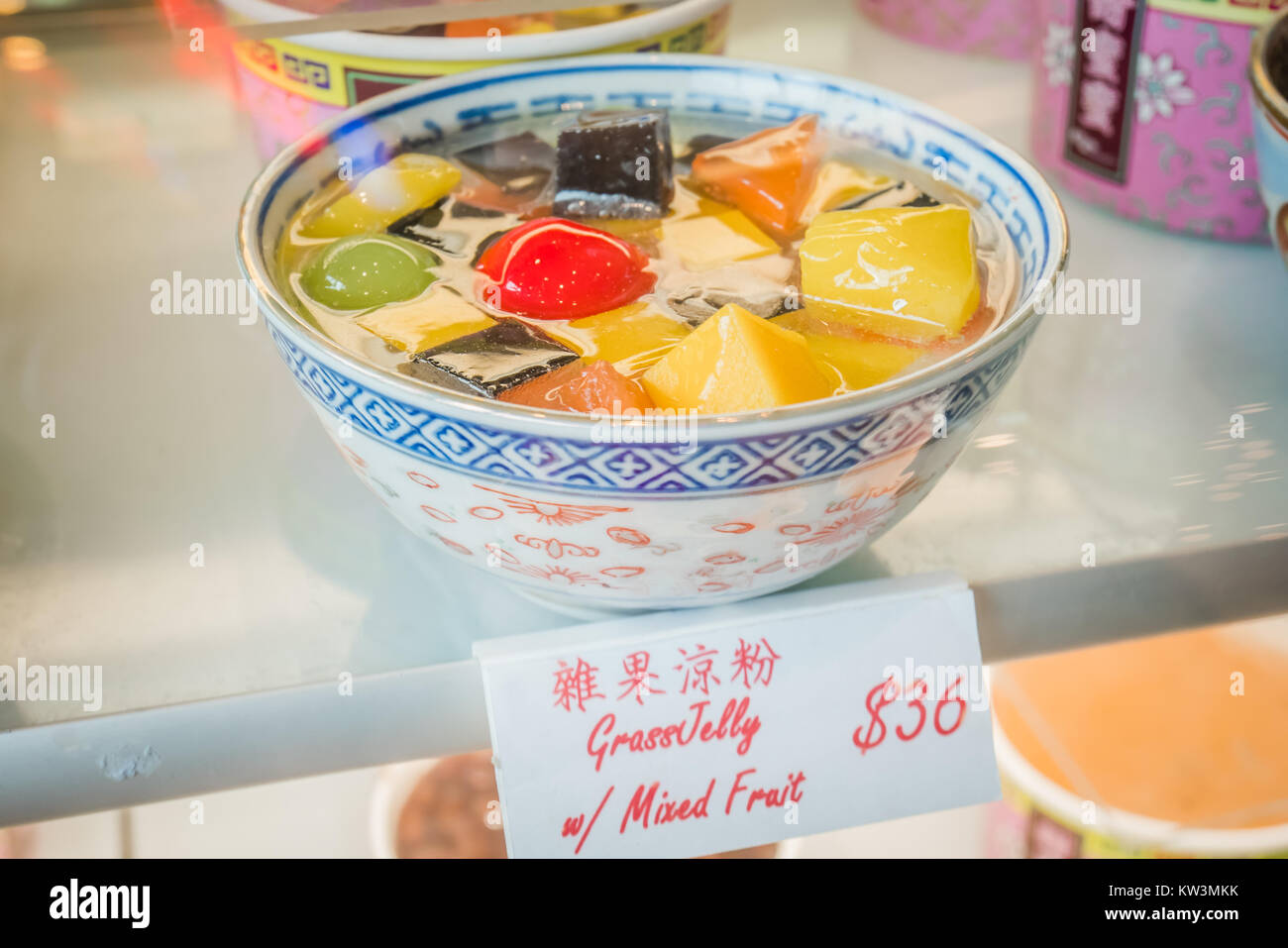 Gemischtes Obst grass jelly Dessert Stockfoto