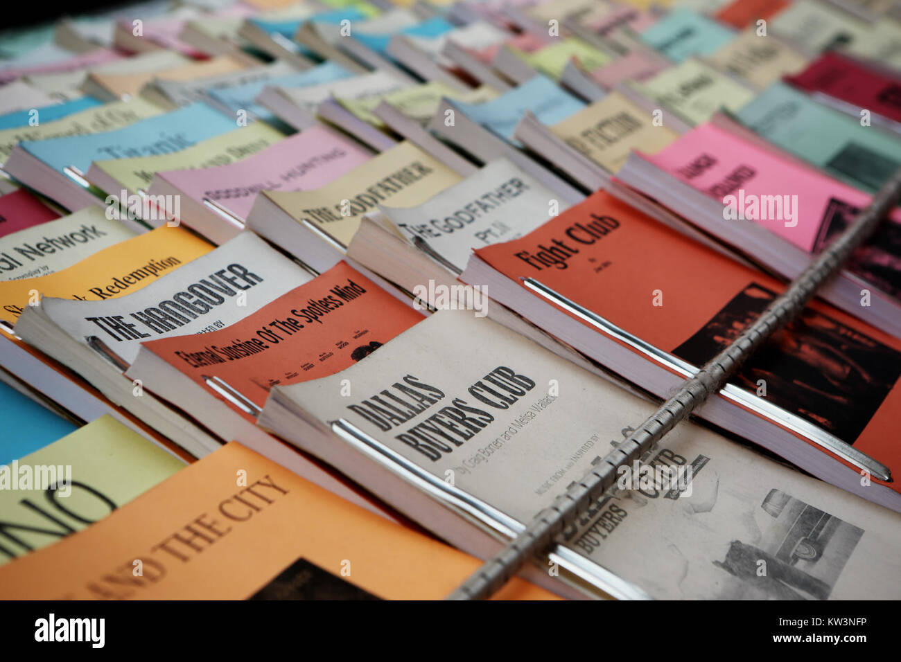 Bücher, Buchhandlungen und Zeitschriften sind Schlüsselelemente der Literatur- und Verlagsbranche. Dies bezieht sich auf eine Sammlung oder Werbung im Zusammenhang mit Printmedien, die die kulturelle Bedeutung von Lesen und Literatur unterstreicht. Stockfoto