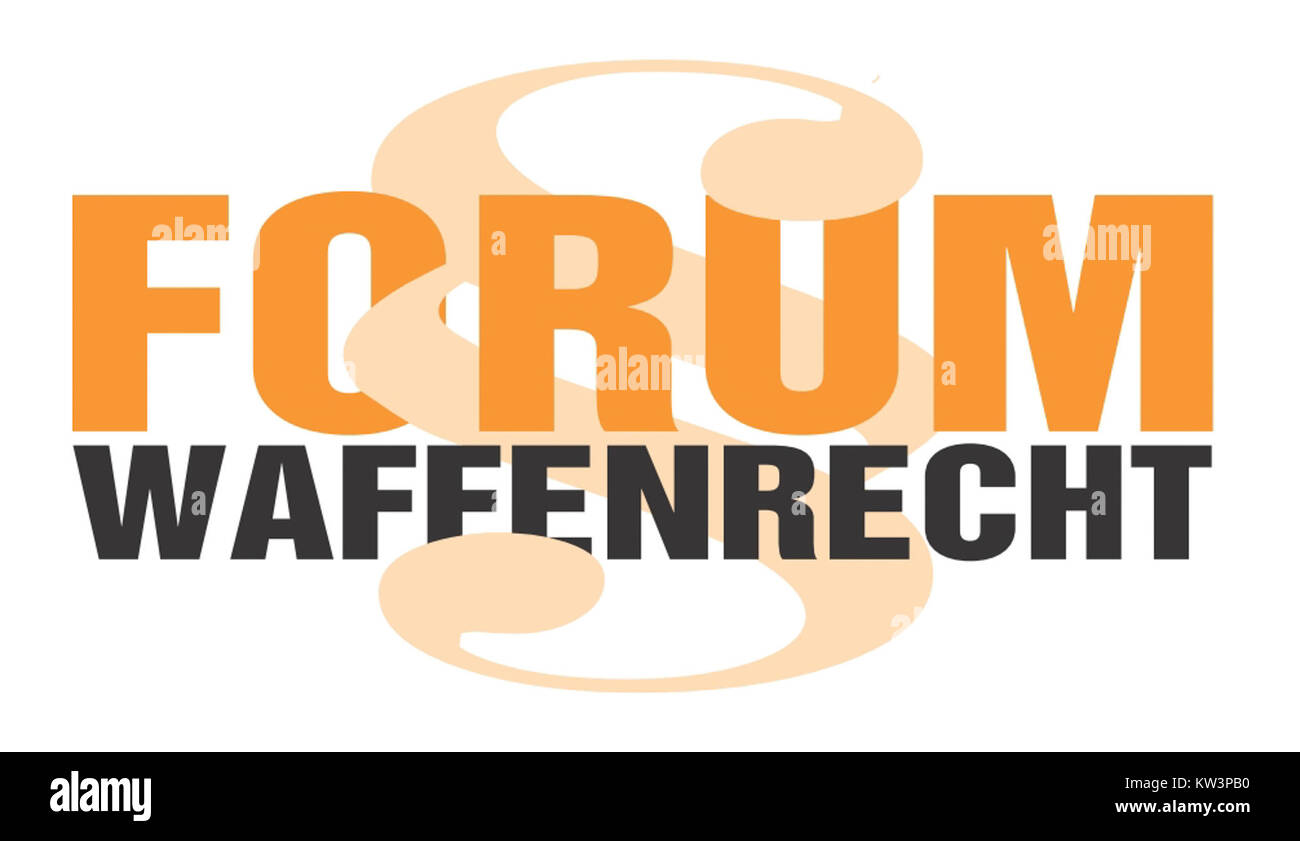 Das Logo Forum Waffenrecht ist eine Organisation, die sich auf die Förderung und Regulierung von Waffengesetzen in Deutschland konzentriert. Sie bietet eine Plattform für Diskussionen über die Gesetzgebung zu Feuerwaffen und die öffentliche Sicherheit. Stockfoto