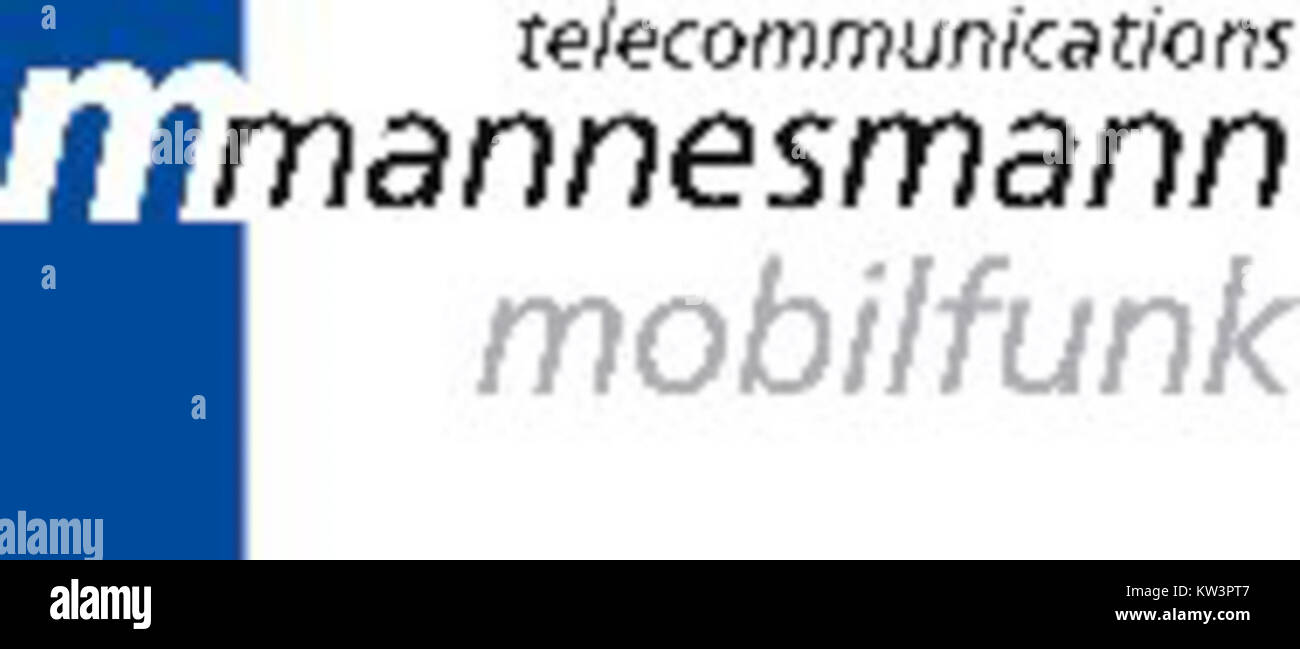 Das Mannesmann Mobilfunk-Logo repräsentiert ein Telekommunikationsunternehmen, das auf dem deutschen Mobilfunkmarkt eine Vorreiterrolle spielte. Sie wurde in den 1990er Jahren gegründet und wurde später Teil von Vodafone. Das Logo symbolisiert die Innovation und Führungsposition des Unternehmens in der Mobilfunkbranche. Stockfoto